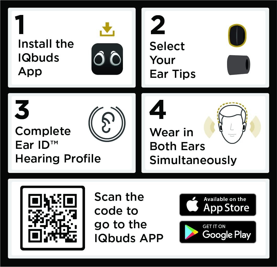 Nuheara NU318 IQbuds2 Max with Ear ID Enhanced Hearing Noise Cancellation Hi-Fi