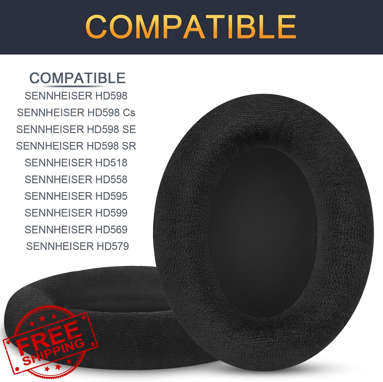 Sennheiser HD598 HD598SE HD518 HD595 Earpads Black Velvet