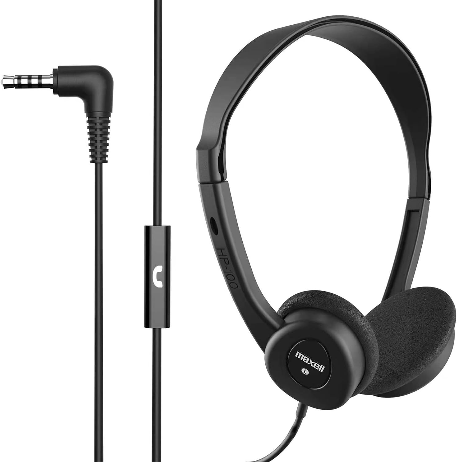 199845 6Ft Cord Adjustable Headband Wired Headphones with Microphone, Black Soun