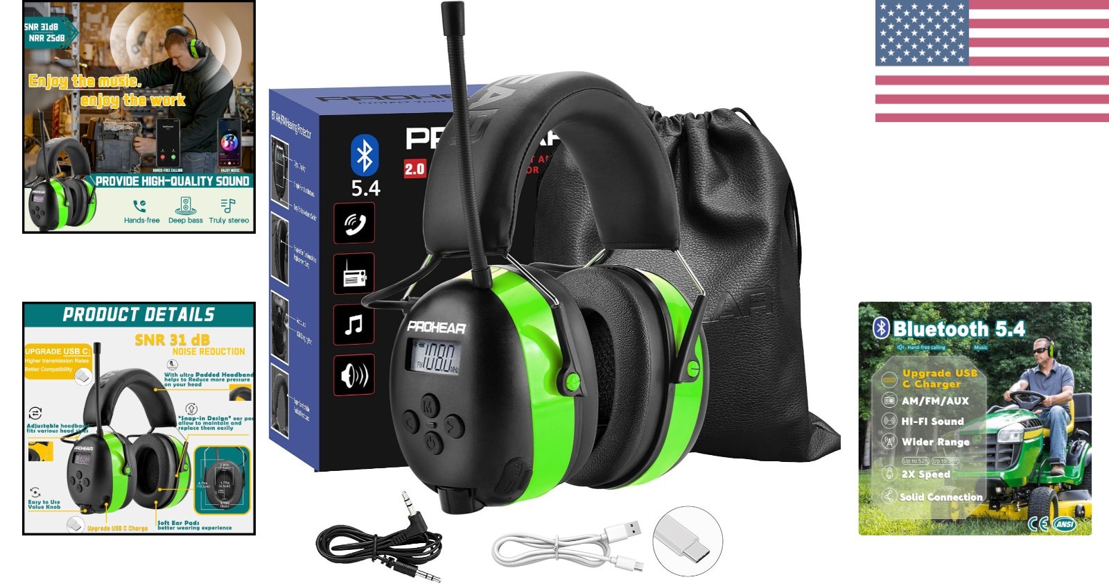 033 AM FM Bluetooth 5.4 Radio Headphones – USB C Rechargeable 2000mAh Battery…