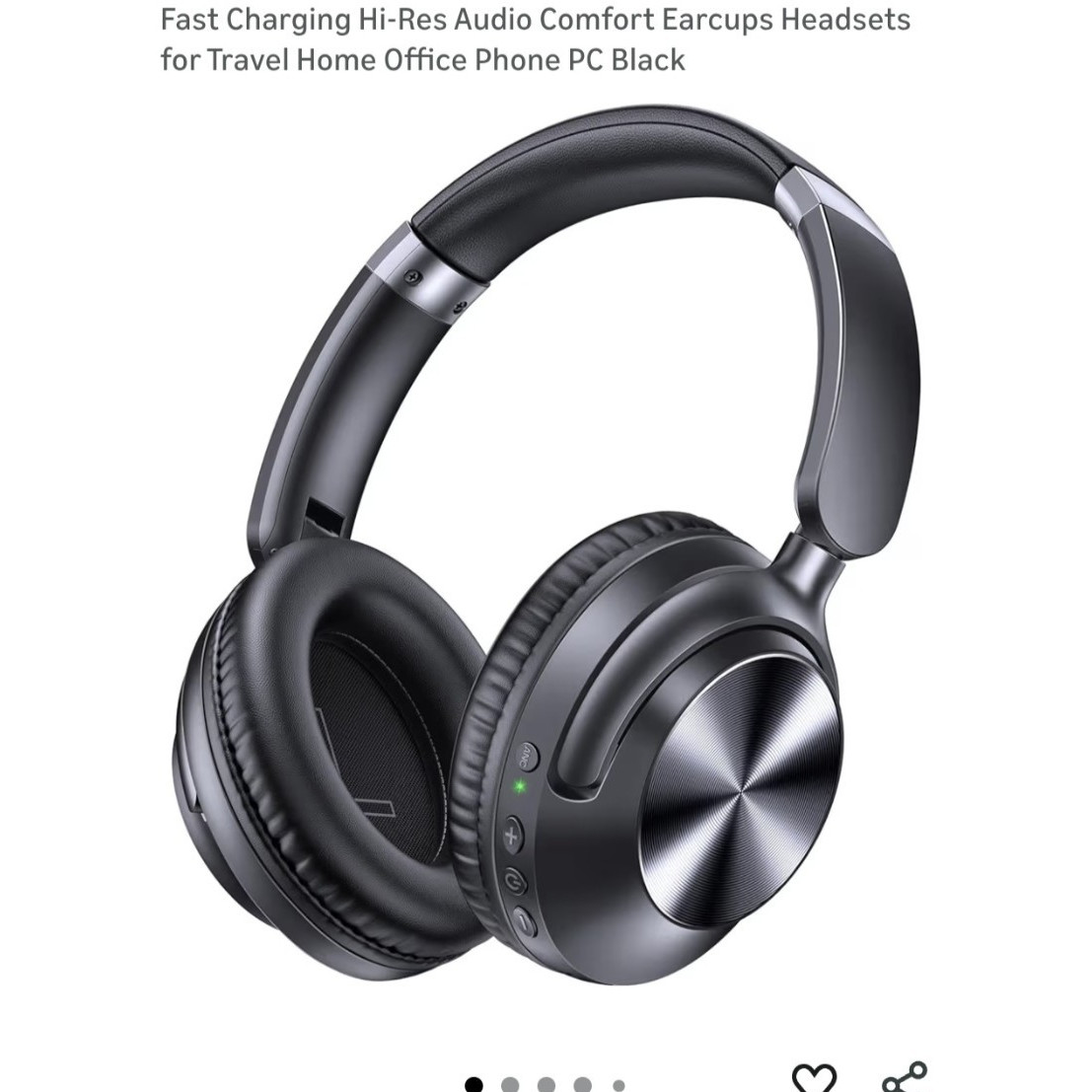 TAGRY 100H Hybrid ANC Over-Ear Bluetooth Wireless Headphones w/ Mic Black
