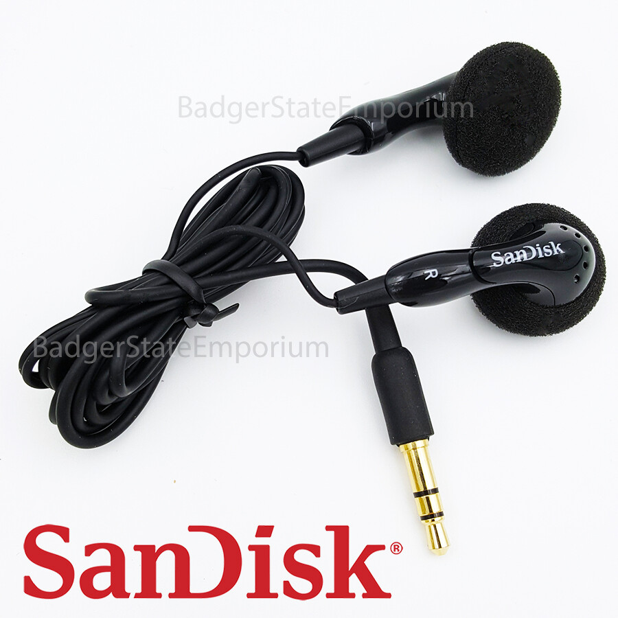 SanDisk Earphones Earbuds GENUINE Black In-Ear Headphones 4 MP3 Players Clip Jam