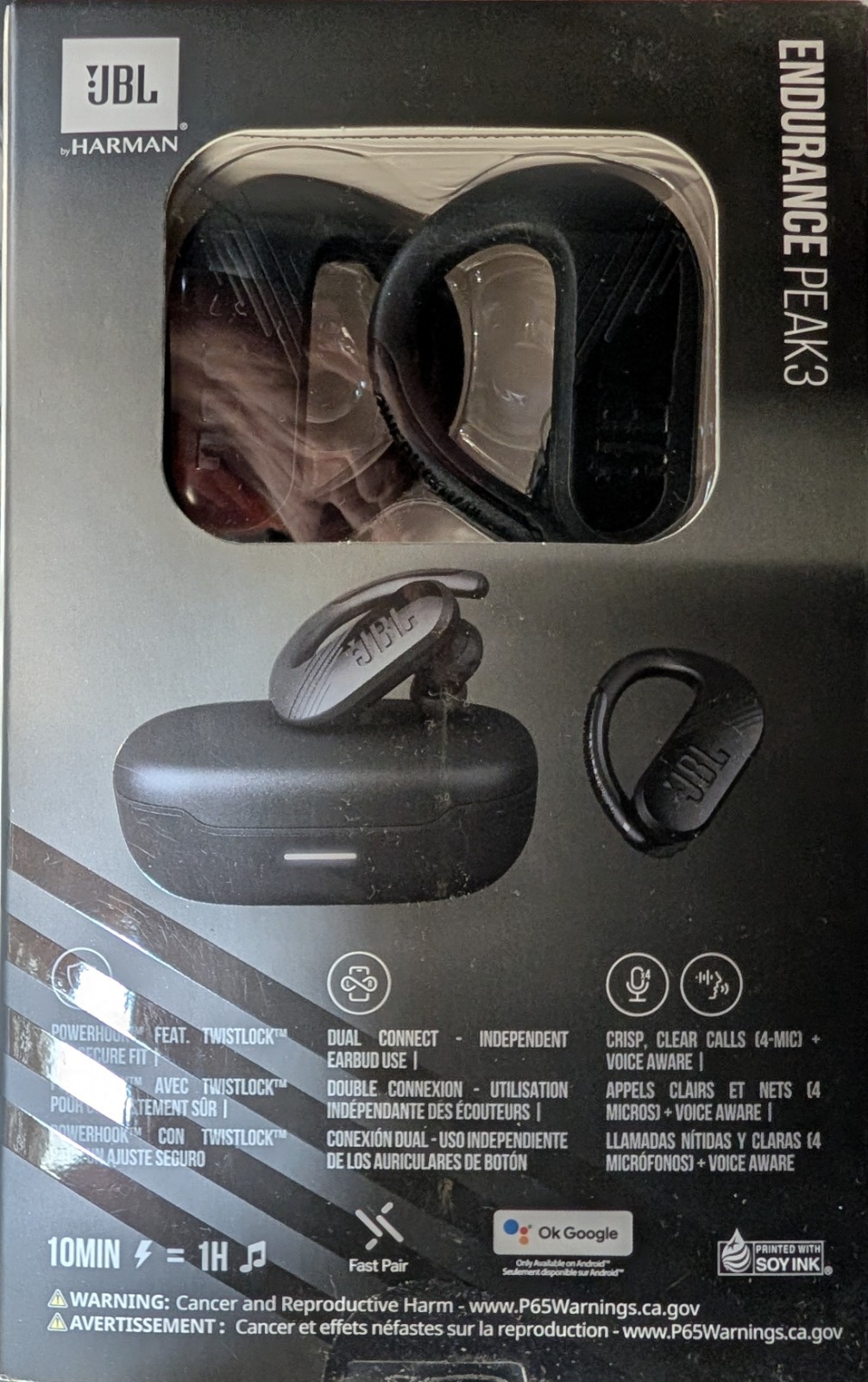 JBL Endurance Peak 3 True Wireless Bluetooth In-Ear Headphones Black