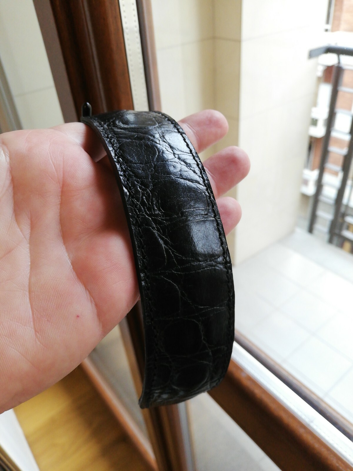 Handmade Black Croco Embossed Leather Headband Compatible GRADE Headphone