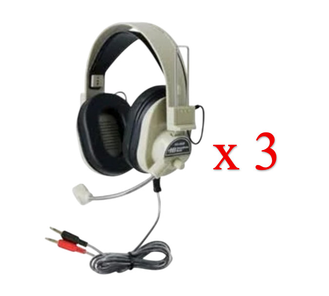 (Lot of 3) HB Hamilton Buhl HA-66M Headphones with Gooseneck Microphone