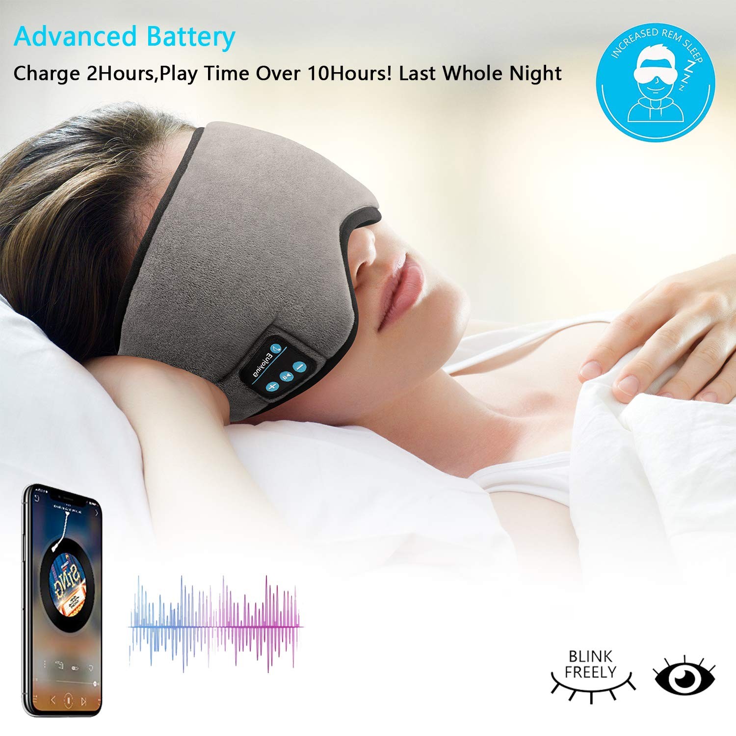Wireless Sleep ,SKEYEOL Sleep Headphones,Adjustable&Washable Music Travel Sle…