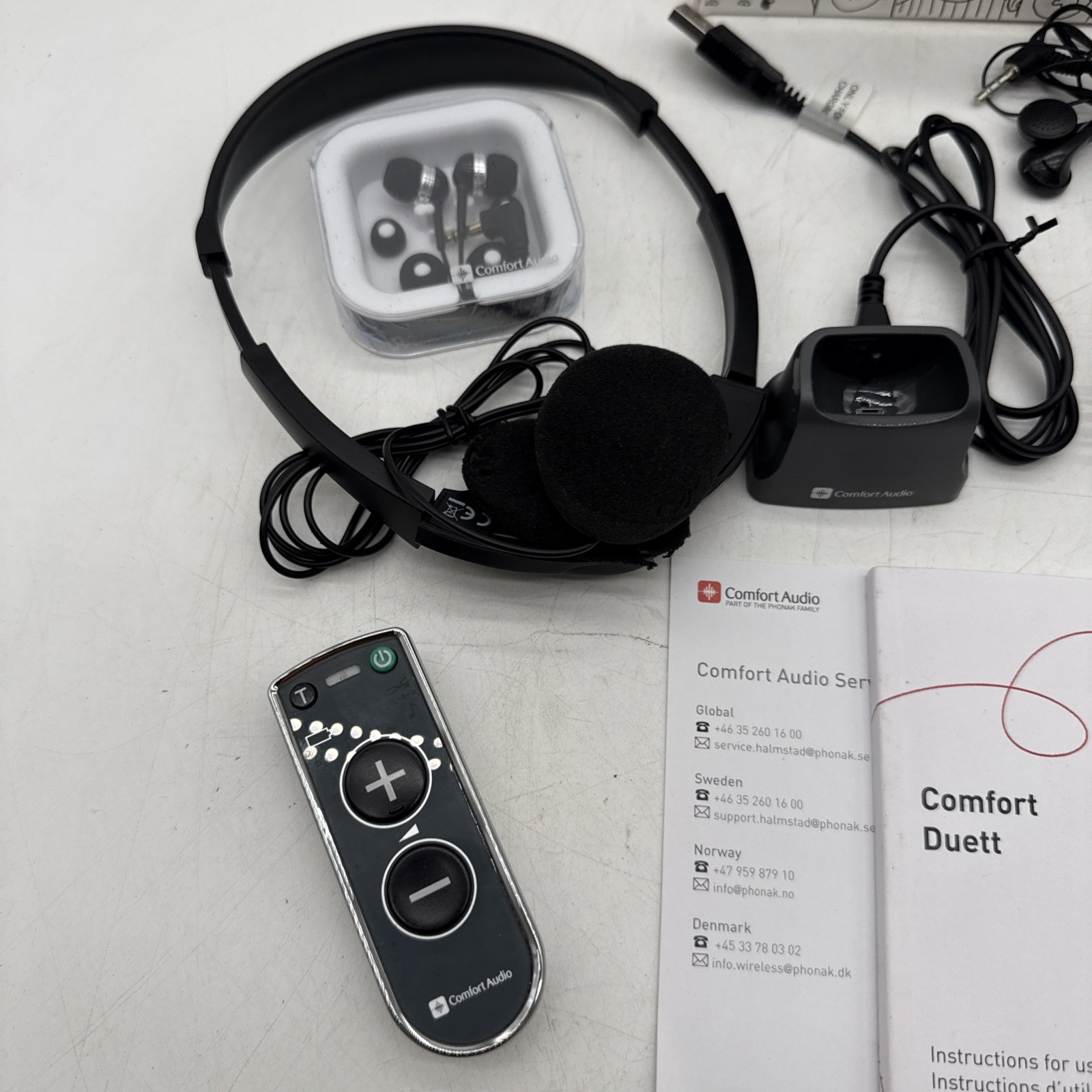Comfort Audio Duett Personal Listener w/ Headphones & Earphones – Model 052-4110