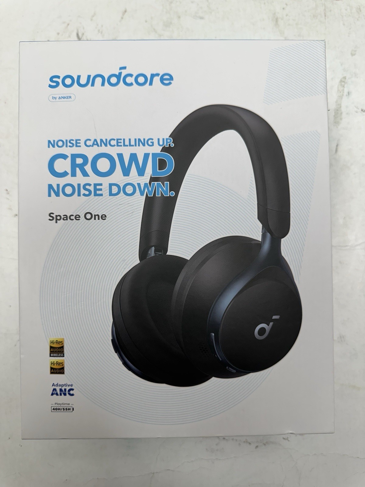 soundcore Space One Wireless Over-Ear Headphones Jet Black Brand New