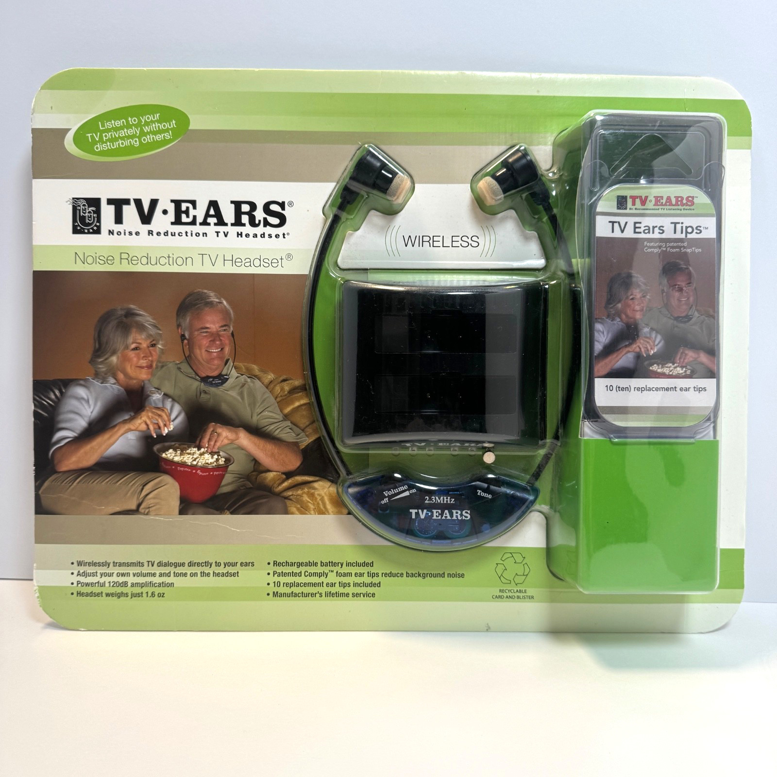 TV Ears Noise Reduction TV Headset Wireless Rechargeable Battery NEW