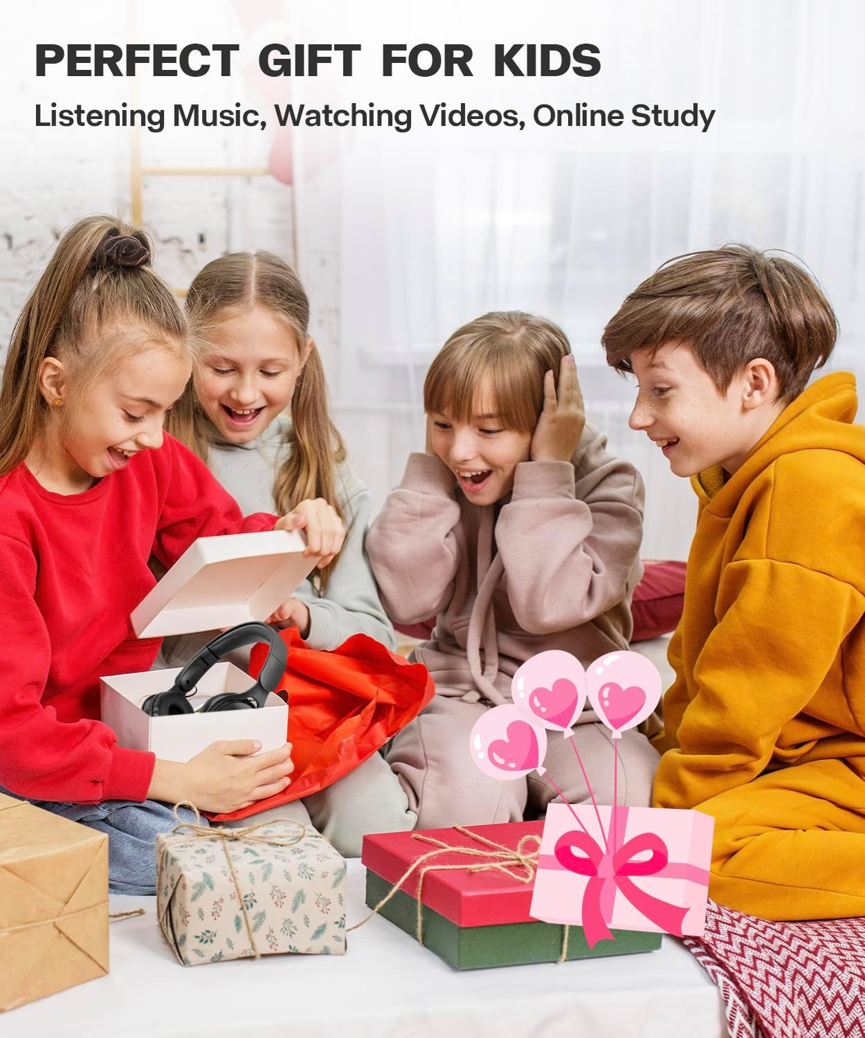 Kids Bluetooth Headphones, over Ear Children’S Wireless Bluetooth 5.3 Headsets,