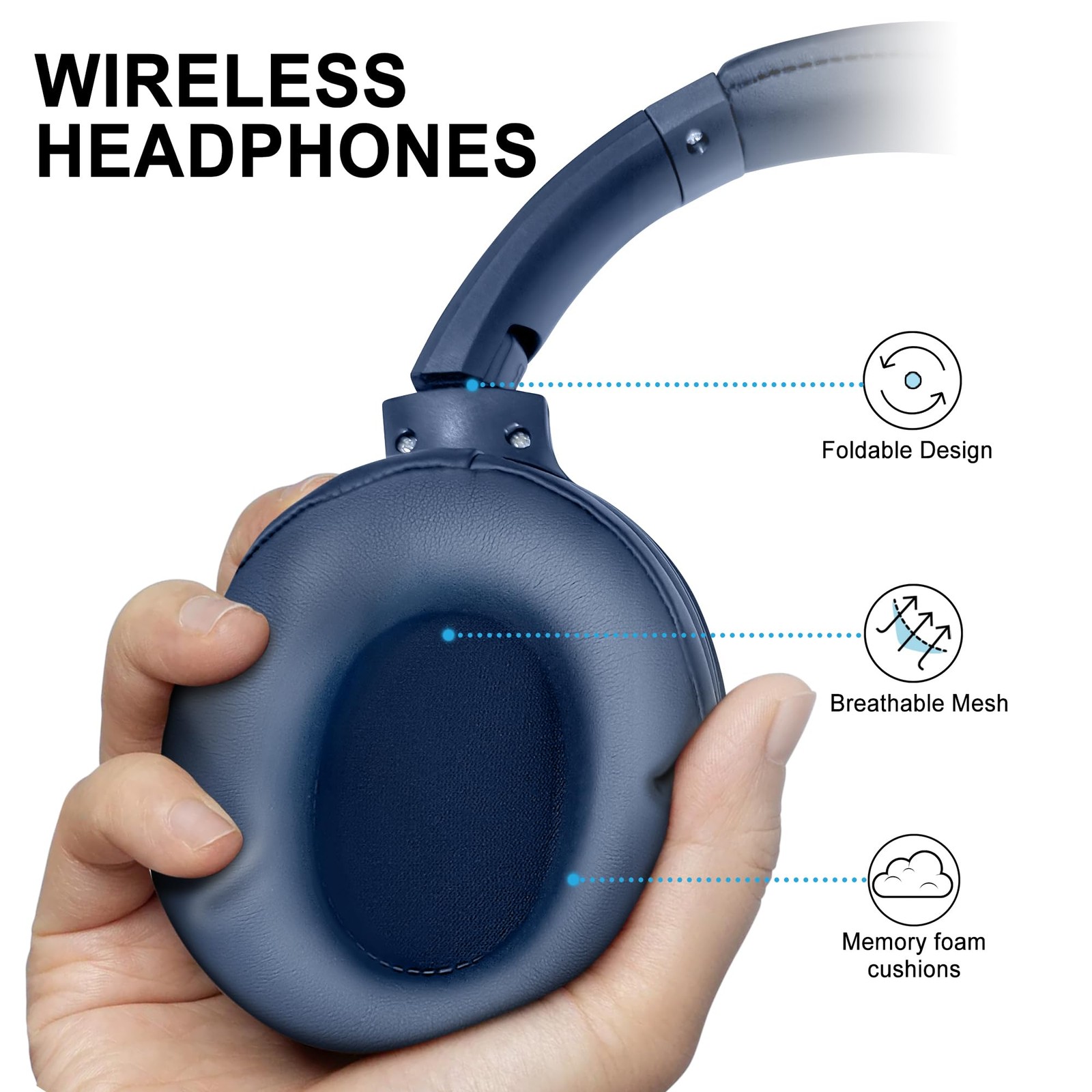 Fisher Pro ANC Headphones Navy Blue Wireless Bluetooth 5.3