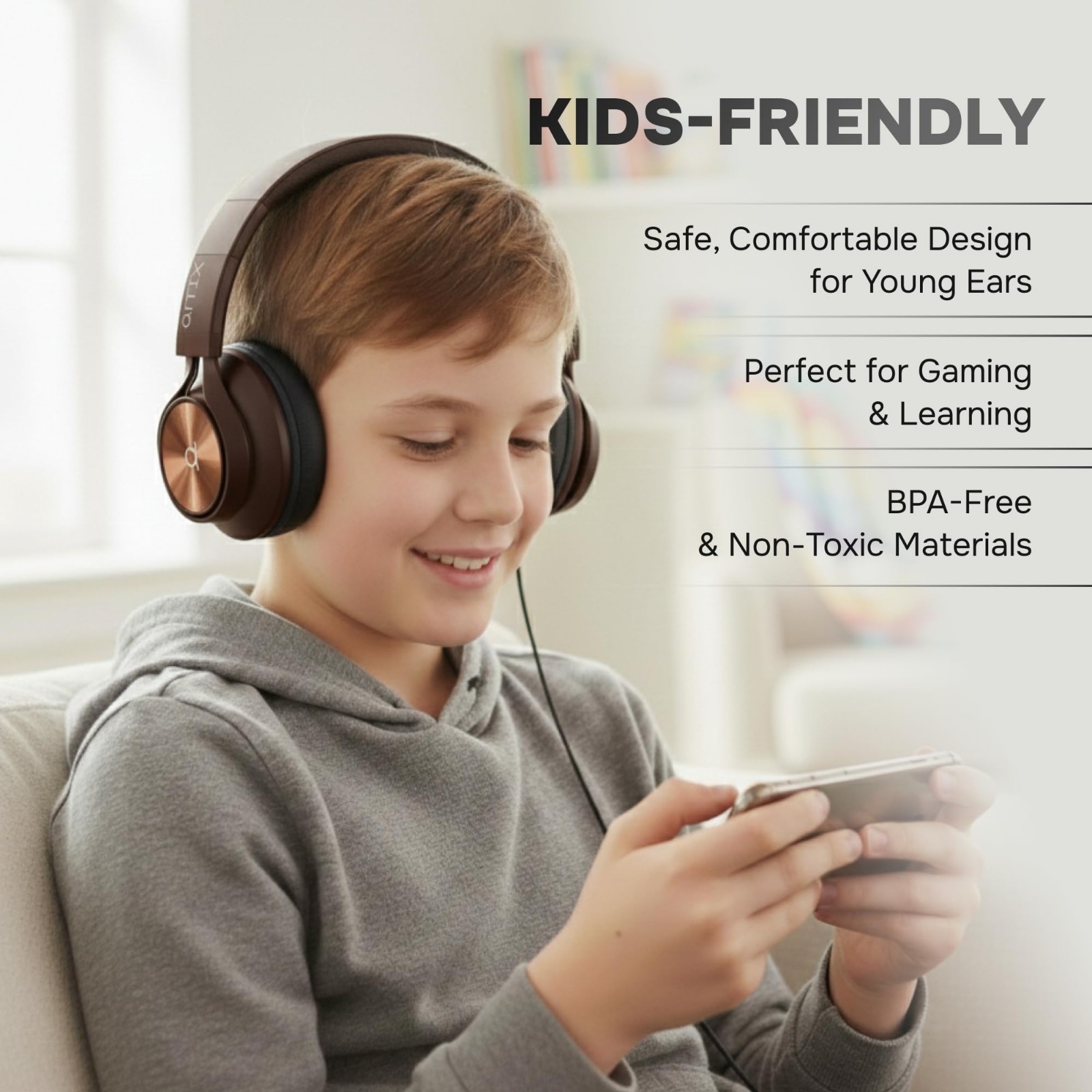 Wired Over-Ear Headphones with Mic & Volume Control for Adults & Kids – 3.5mm Ja