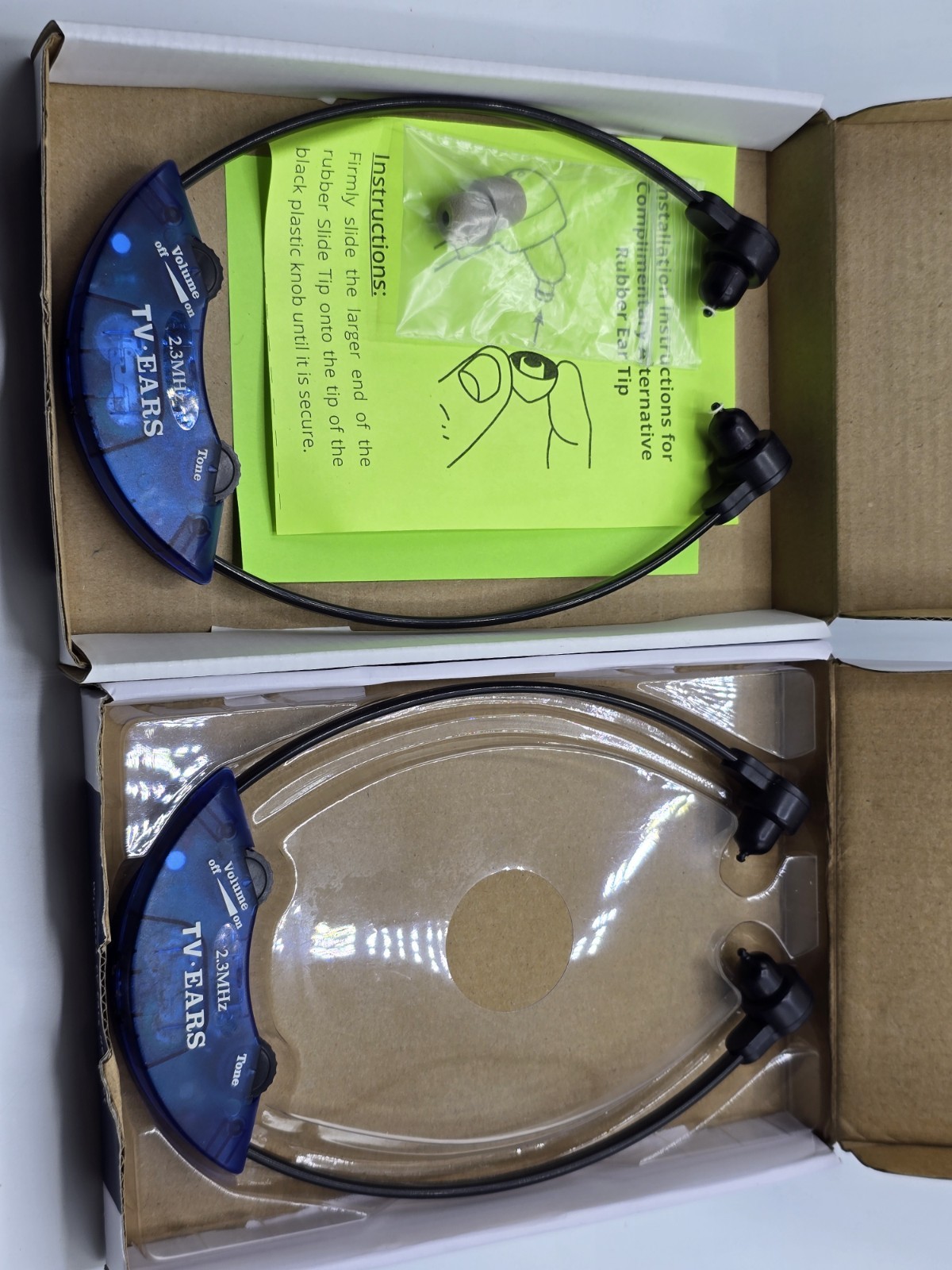 TV Ears Digital 5.0 Wireless Hearing System w/ 2 Headsets, Cables, Ear Tips Etc