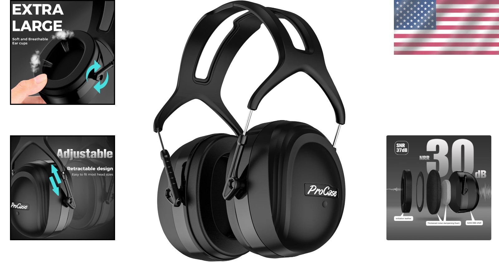 Extra Large Noise Cancelling Headphones SNR 37dB | Ultimate Hearing Protection