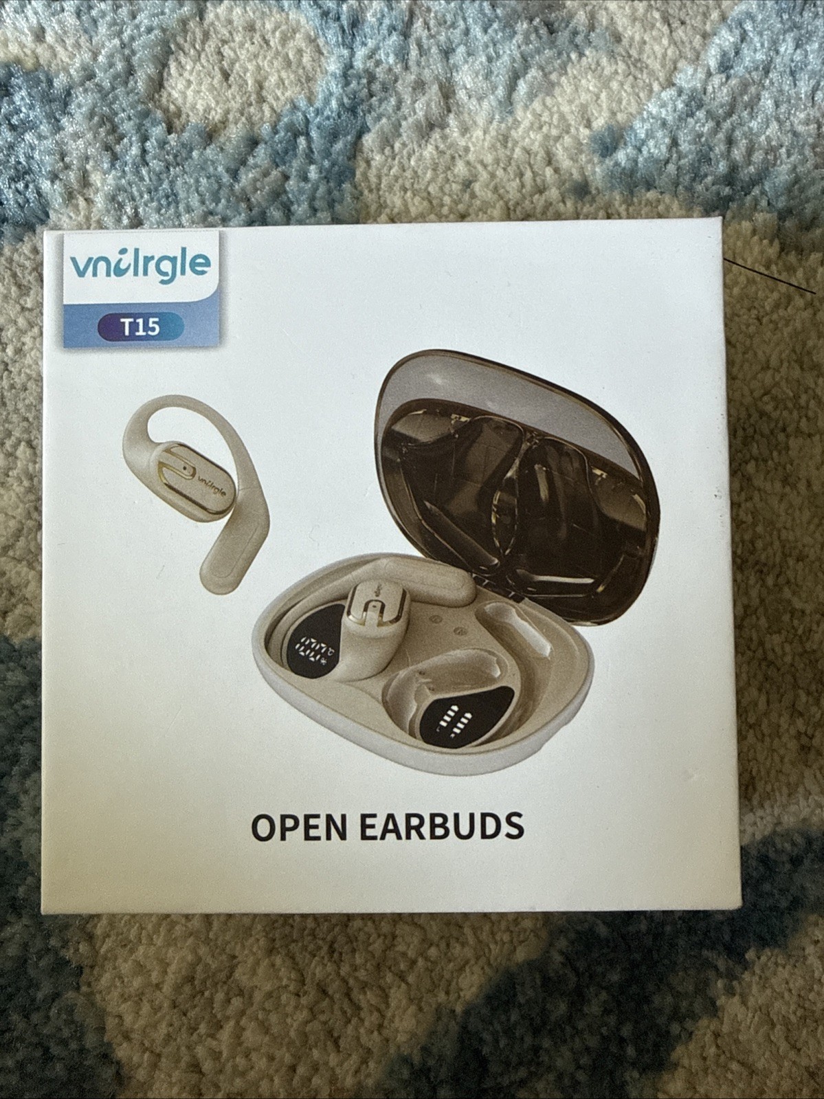Vnilrgle T15 Open Earbuds Ear-hook Beige Black Earbud In Ear Wireless Stereo