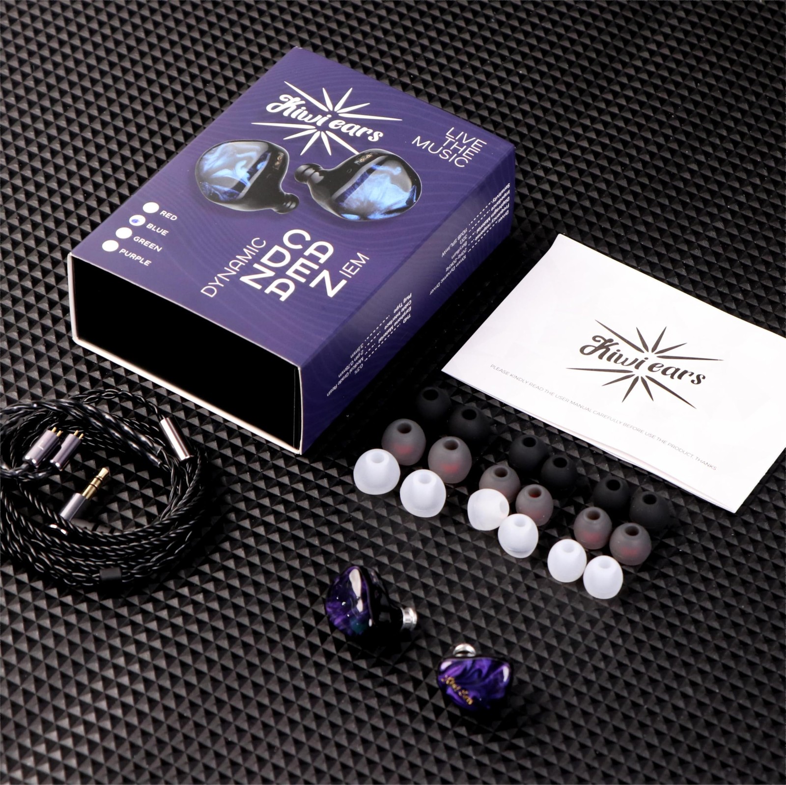 Linsoul Kiwi Ears Cadenza 10mm Beryllium Dynamic Driver IEM 3D Normal, Purple