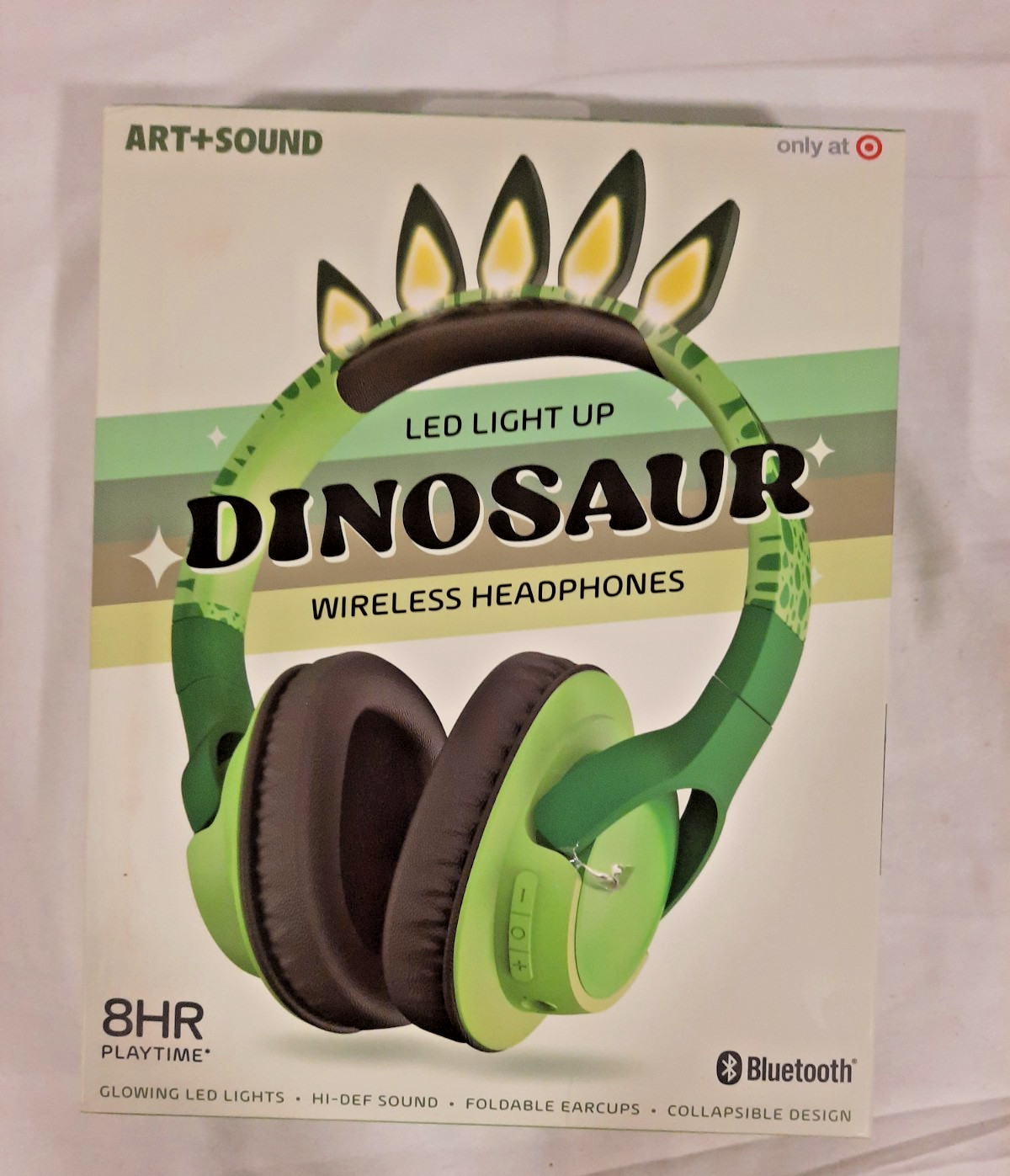 ART AND SOUND LED LIGHT UP DINOSAUR WIRELESS HEADHONES