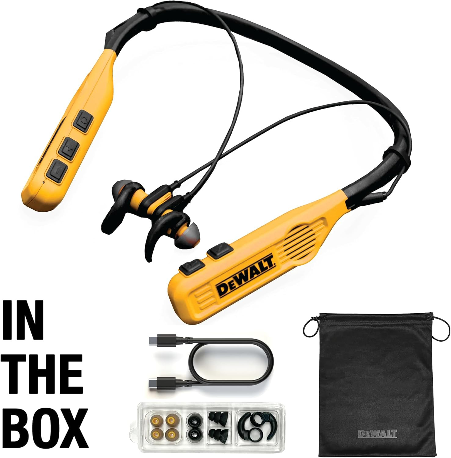 DEWALT Heavy Duty 2-In-1 Neckband Bluetooth Headphones W/Built-In Speakers, Jobs