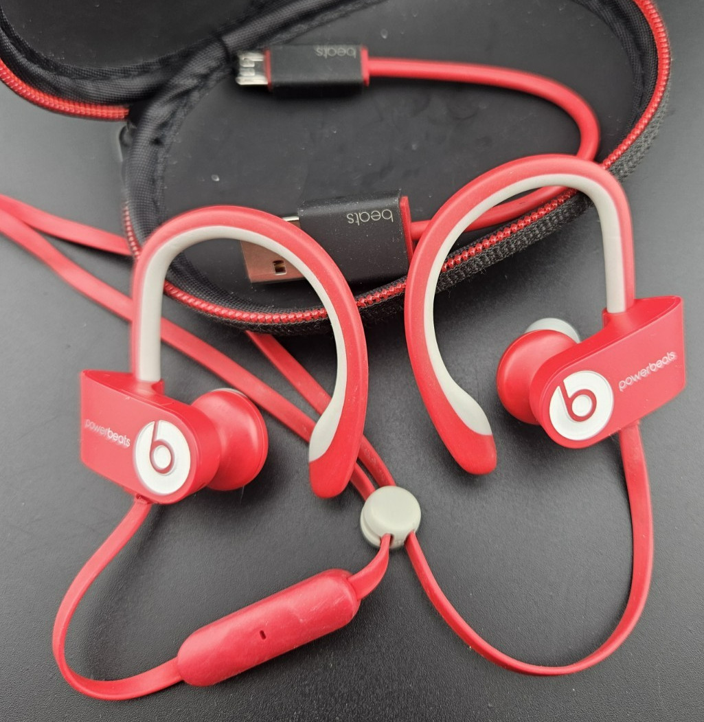 Beats Powerbeats2 Wireless Ear Hook Earphones by Dr. Dre B0516 – Red + Gray