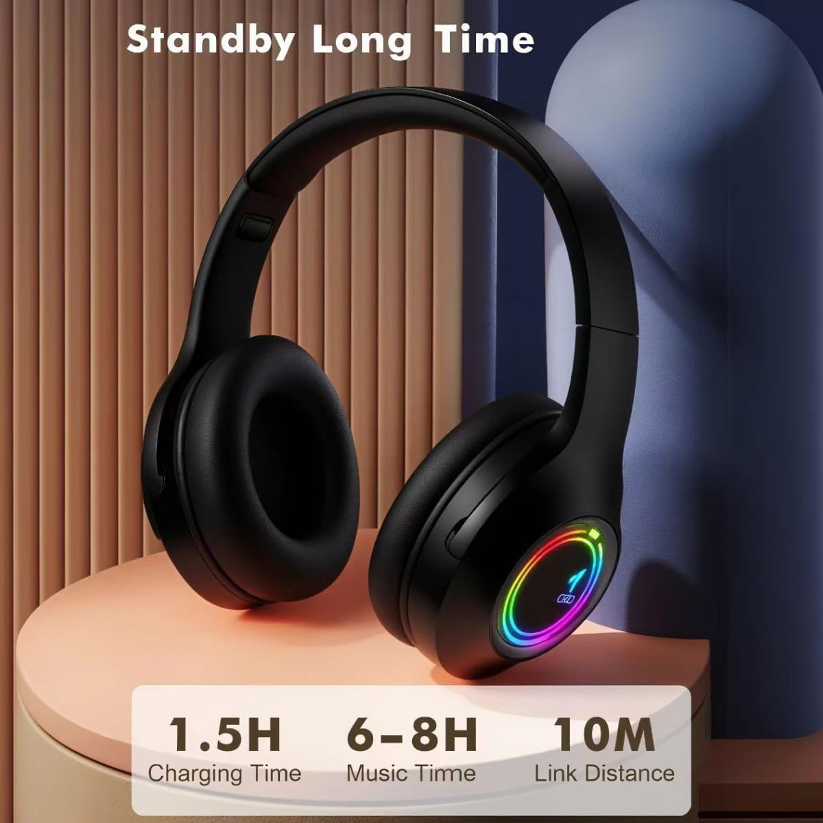 Bluetooth Headphones over Ear,Wireless Headphones Low Latency, Hands-Free Calls,