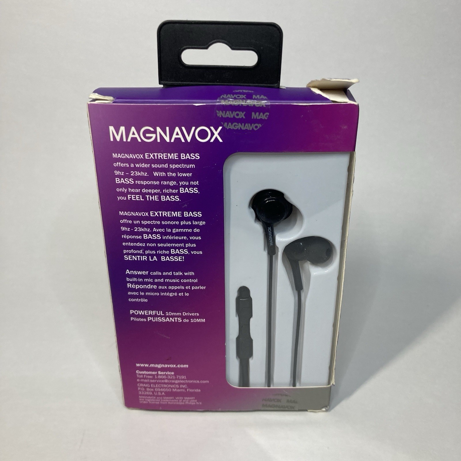 Magnavox In-Ear Silicone Earbuds Extreme Bass w/ 3.5mm Headphone Jack Black NEW
