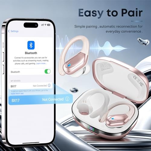 Wireless Bluetooth Earbuds Sports Headphones 80Hrs Playtime IPX7 Waterproof Rose