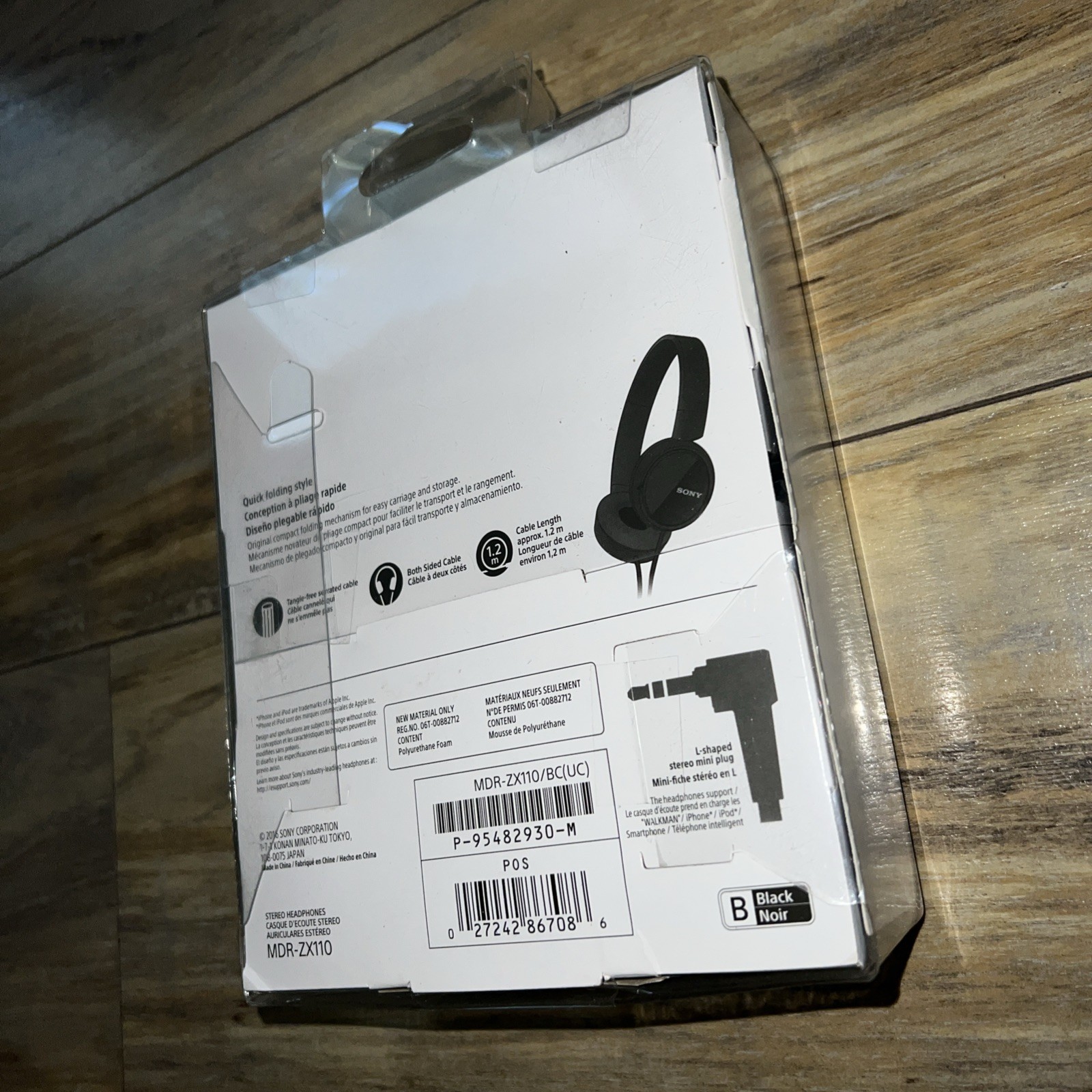 SONY MDR-ZX110 – Wired Over Ear – Quick Folding Style -BLACK(New)Sealed