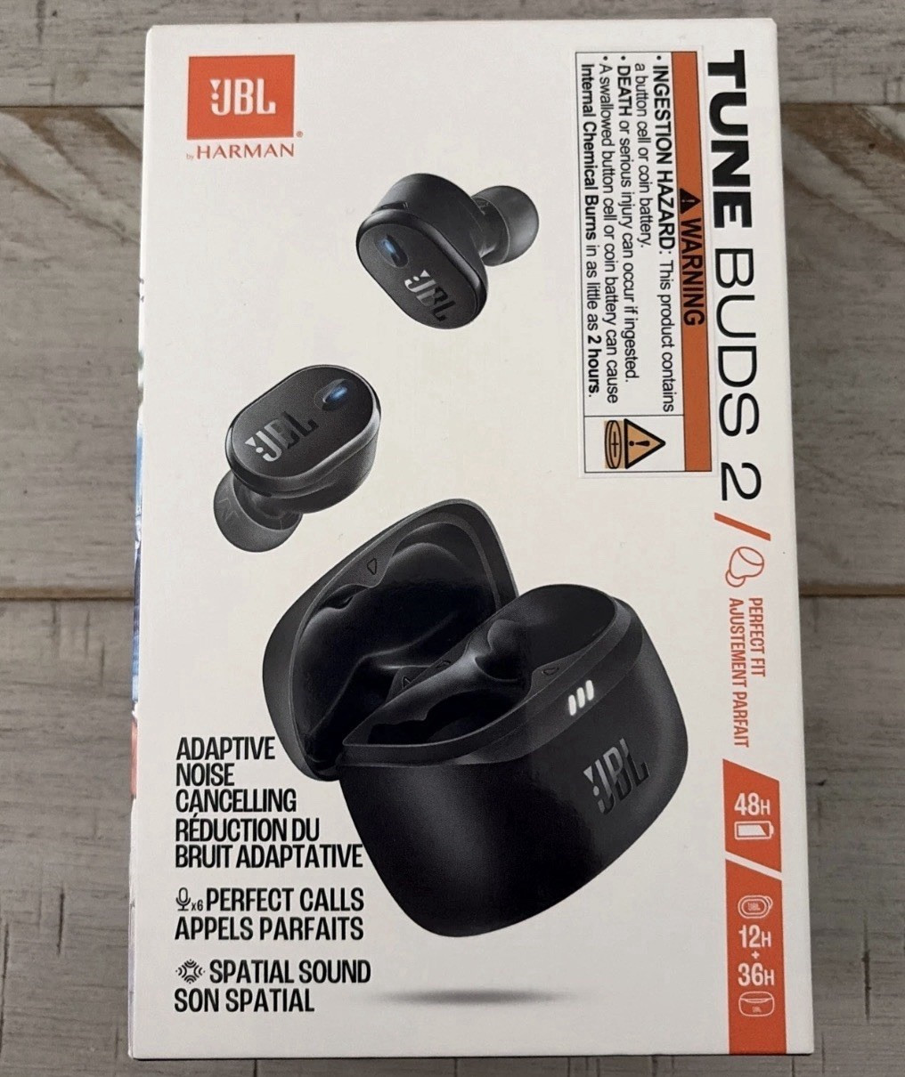 JBL Tune Buds 2 True Wireless Bluetooth Earbuds ANC Spatial Sound Case Black