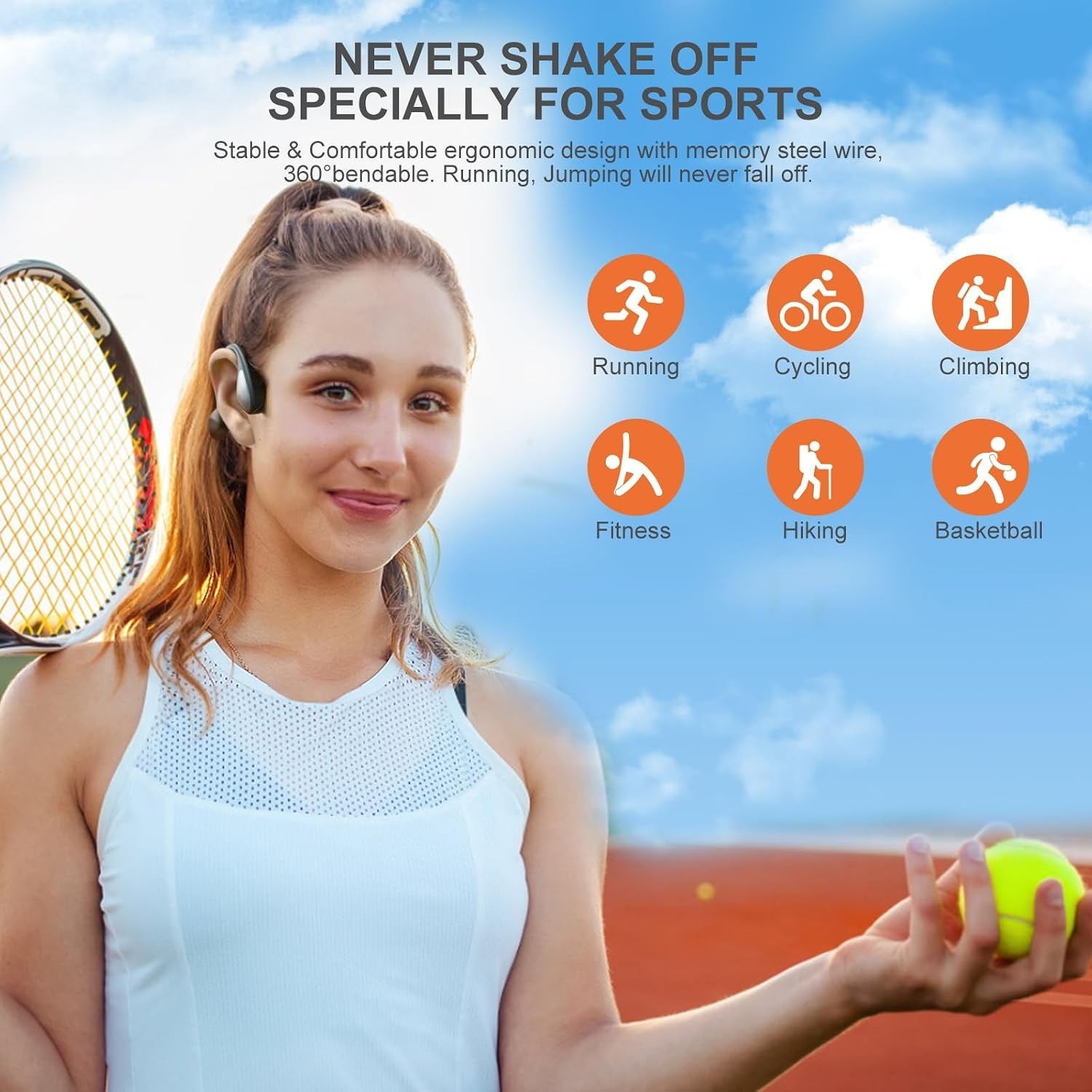 Auriculares de Conducción Ósea Bluetooth 6.0 IPX6 10H para Deportes. Nuevo