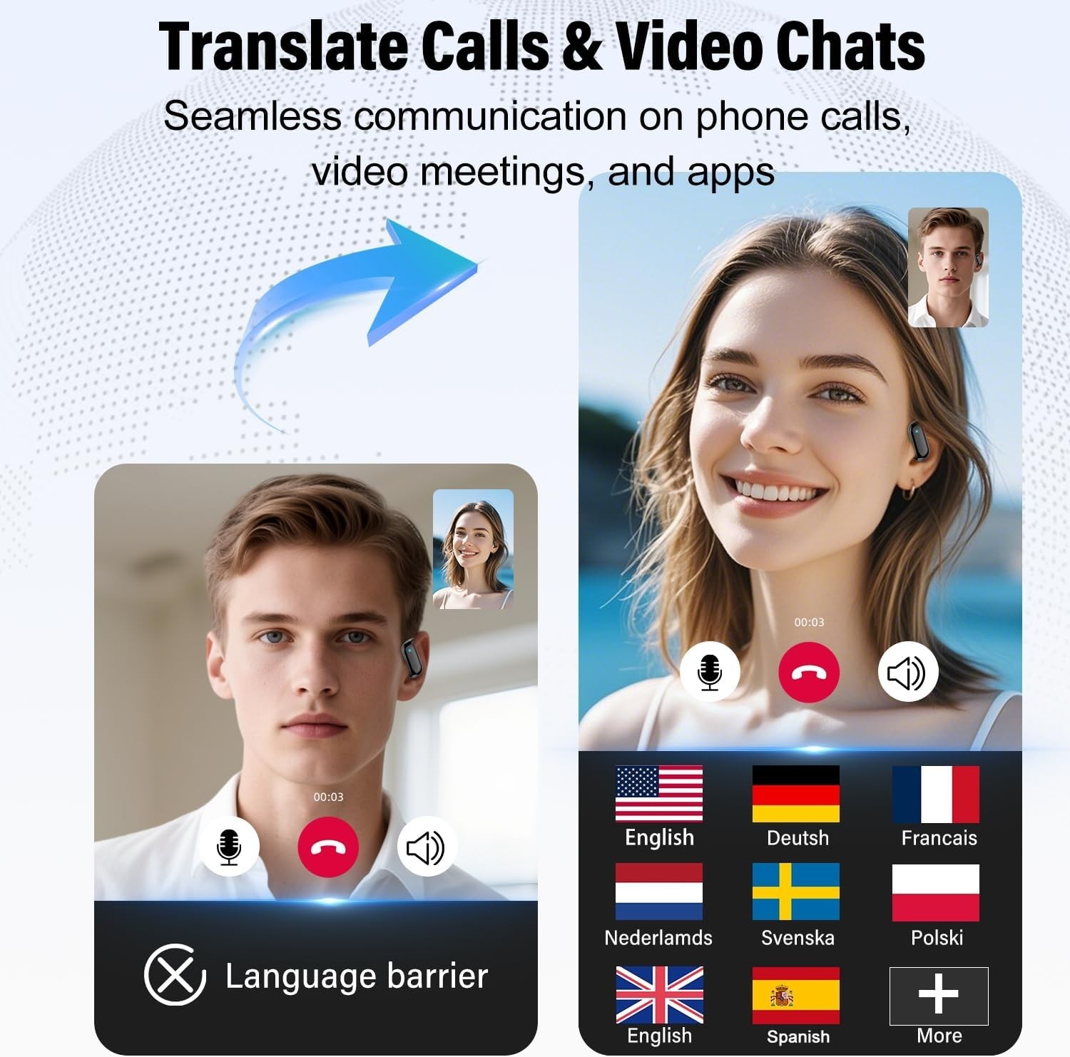 Real-Time Translation Earbuds with 164 Languages and Multi-Mode Functionality