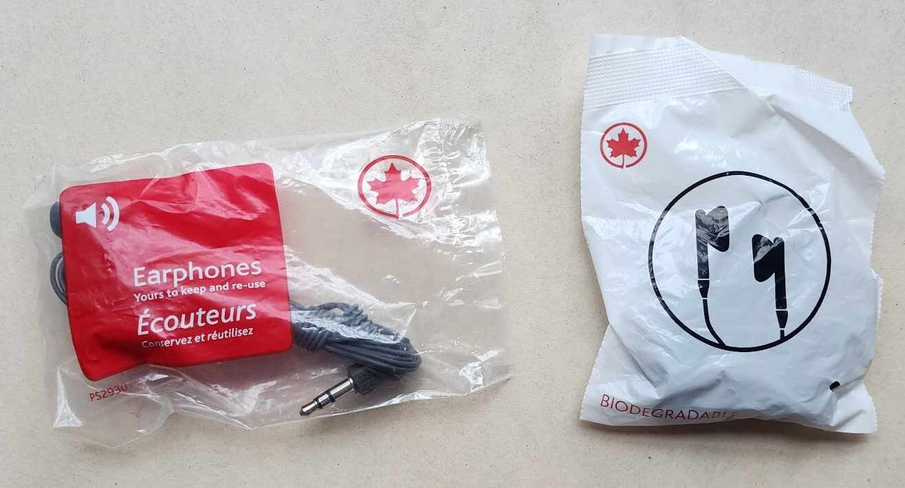 2 Air Canada Earphones Headphones Travel Listening Music New Sealed