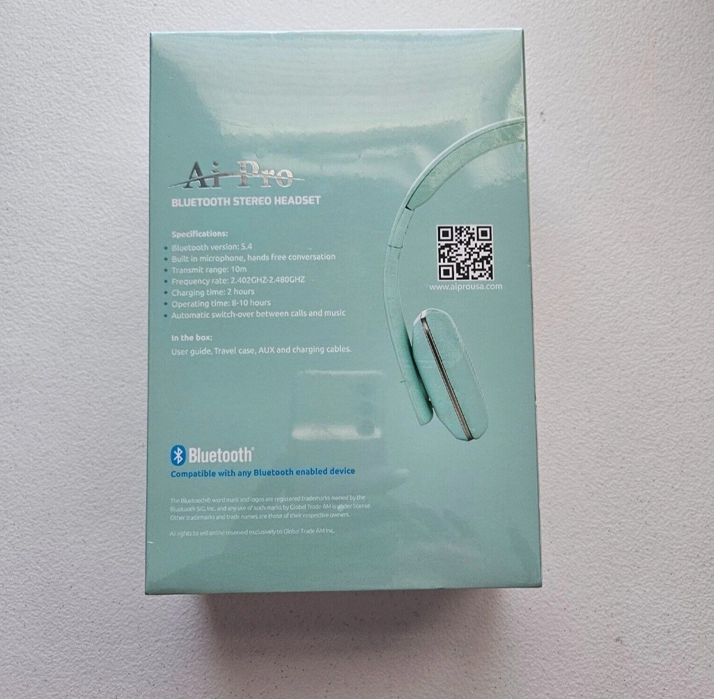 AiPro-200 Plus Dual Bluetooth Stereo Headphones Teal Wireless headset Premium