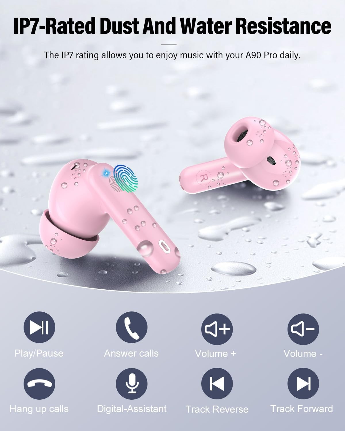Wireless Earbuds, Bluetooth 5.4 Headphones Bass Stereo, Ear Buds with Noise Canc