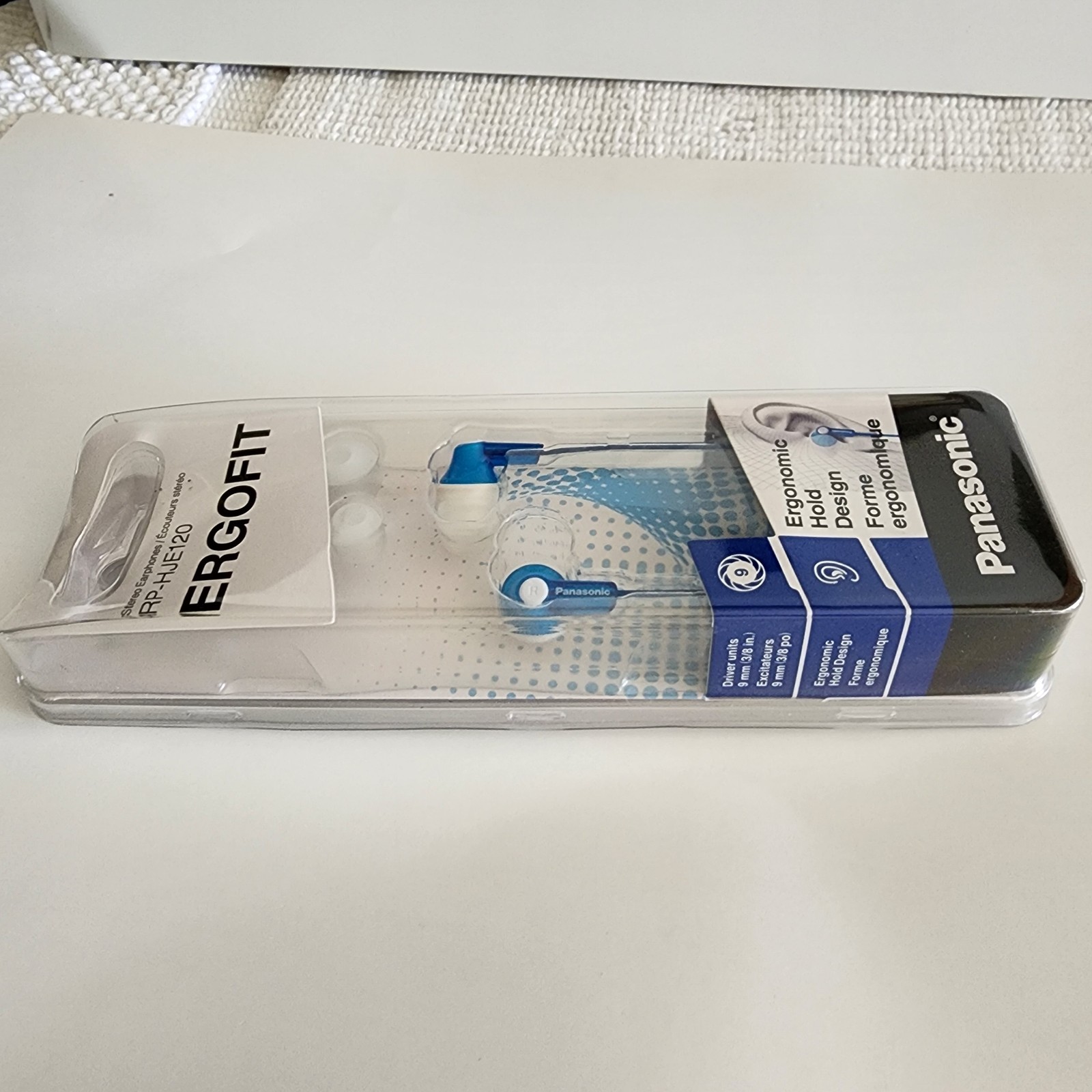 Panasonic RP-HJE120 Ergofit Ergonomic Hold Design Stereo Earphones Blue NEW
