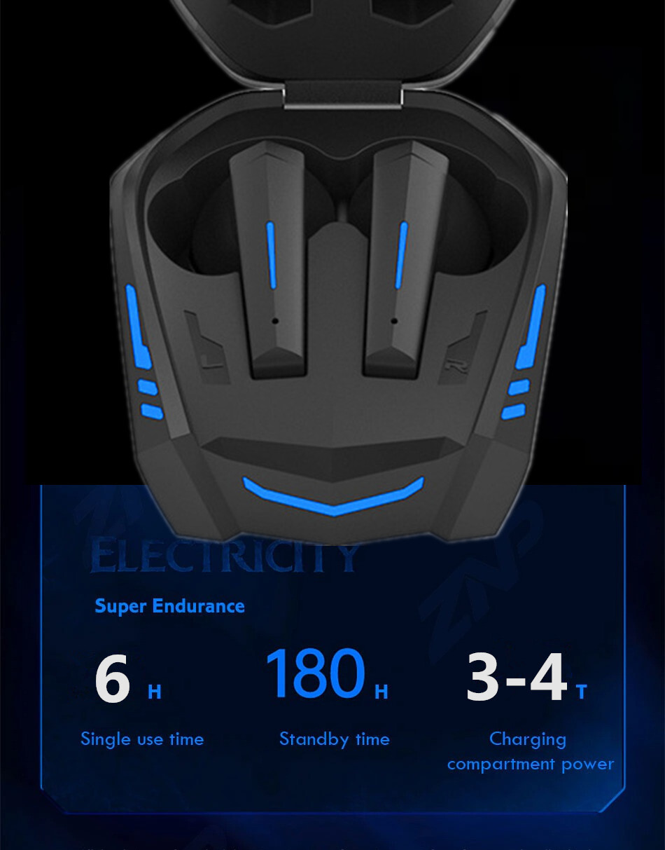 5.1 True Wireless Game Bluetooth Earphone Low Latency TWS Earbuds with Mic Led