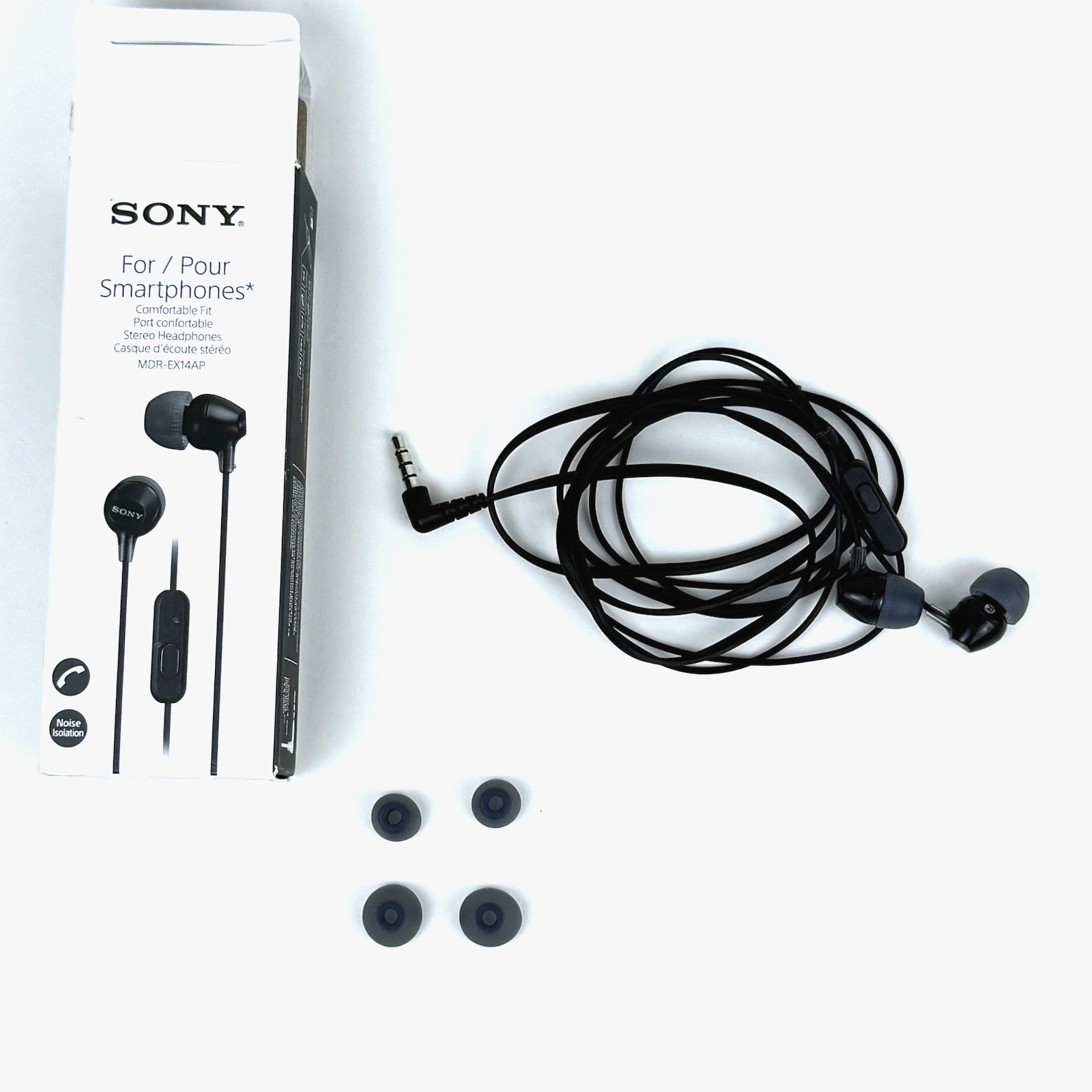 Sony MDR-EX14AP Wired Earbuds w/ Mic 3.5mm In-Ear Headphones Black– Open Box
