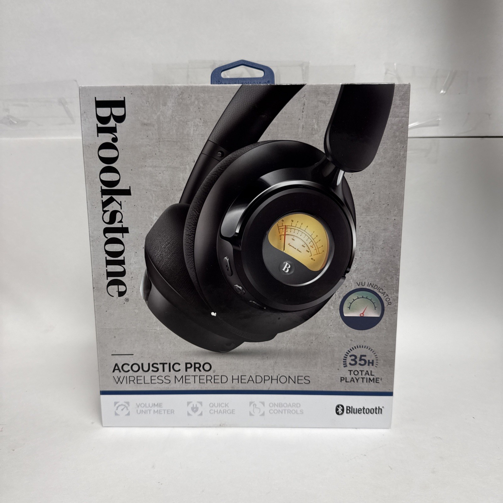 Brookstone Acoustic Pro Wireless Metered Headphones 35 Hours Bluetooth NEW