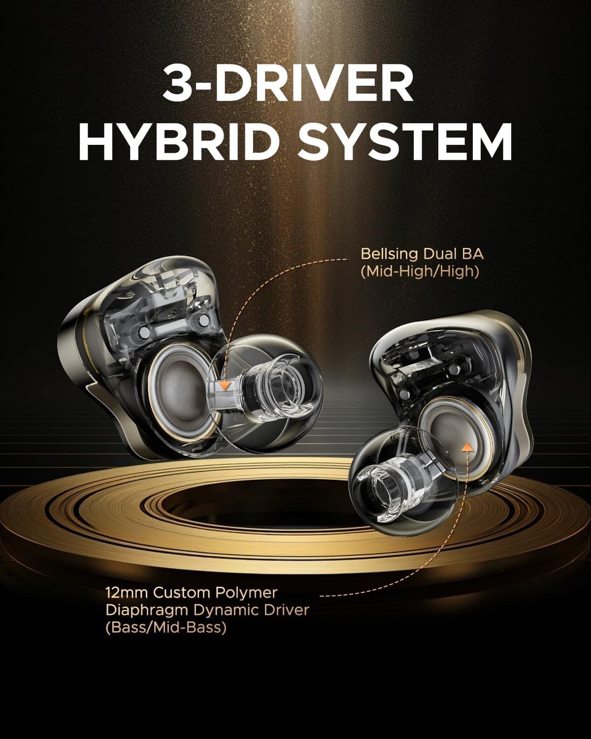 SoundPEATS H3 AI Hybrid 3 Driver Wireless Earbuds 12mm BT 5.4 55dB Adaptive ANC