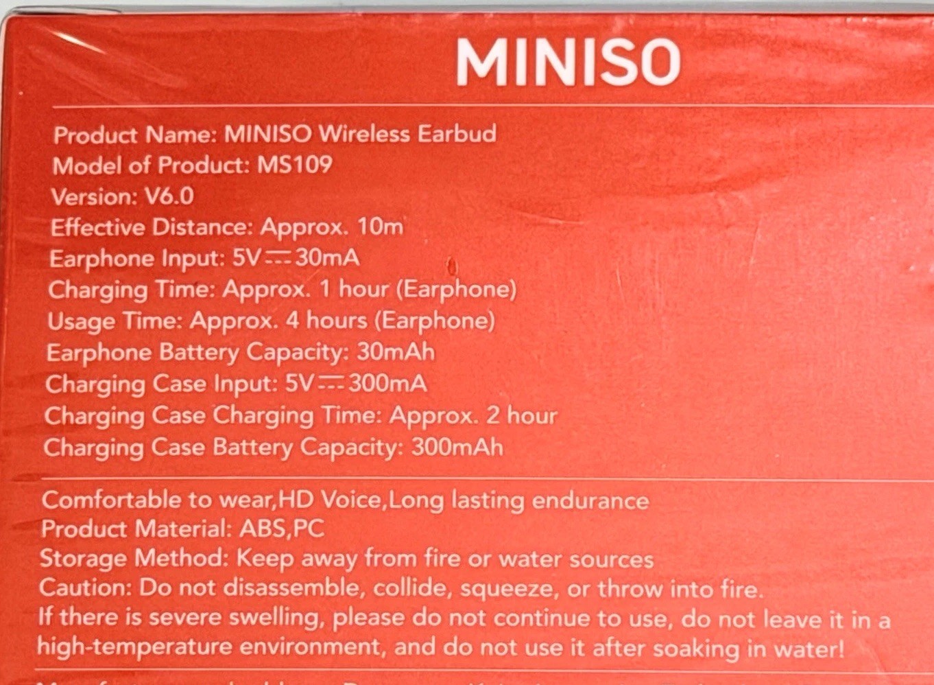 Miniso Earphones Earbuds With Ai Voice Translation Does Not Fall Off Easily NEW