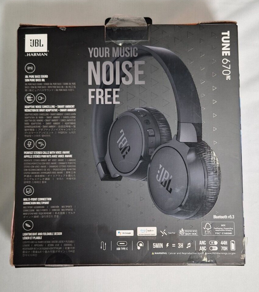 JBL Tune 670NC Adaptive Noise Cancelling- Black
