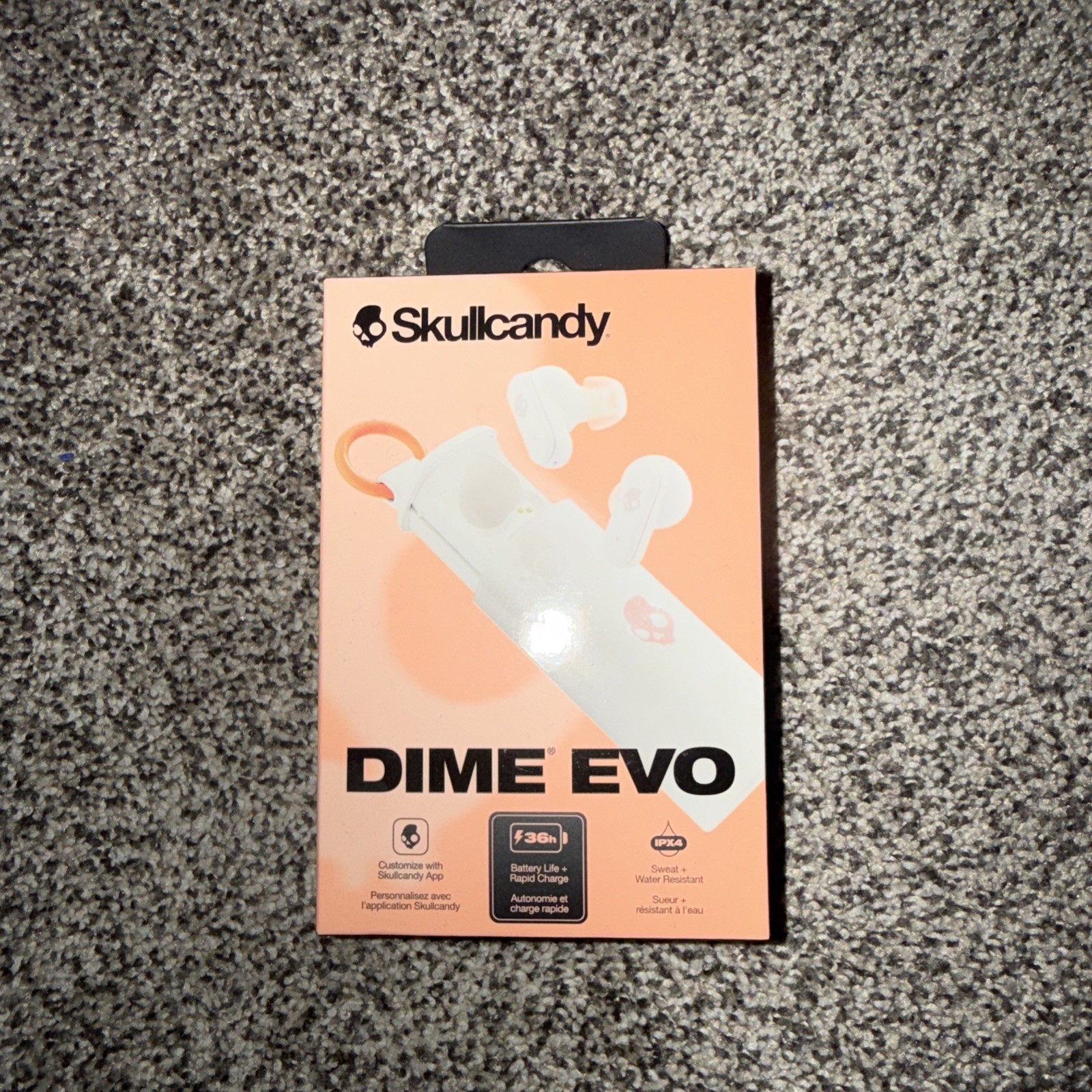 Skullcandy – Dime EVO True Wireless Bluetooth In-Ear Earbuds – Bone/Orange NEW