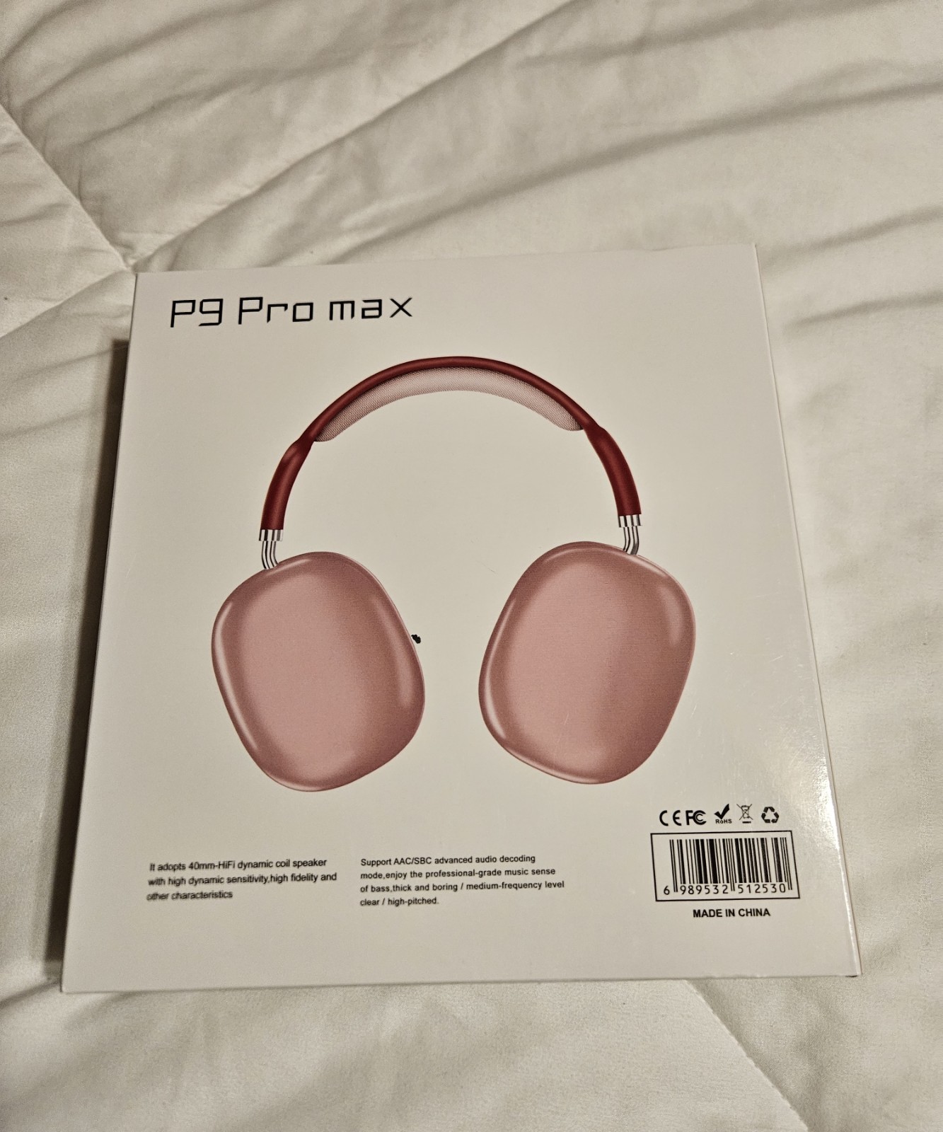 P9 Pro max Pink Over-Ear Headphones 40mm Headband Double Ear-Cup