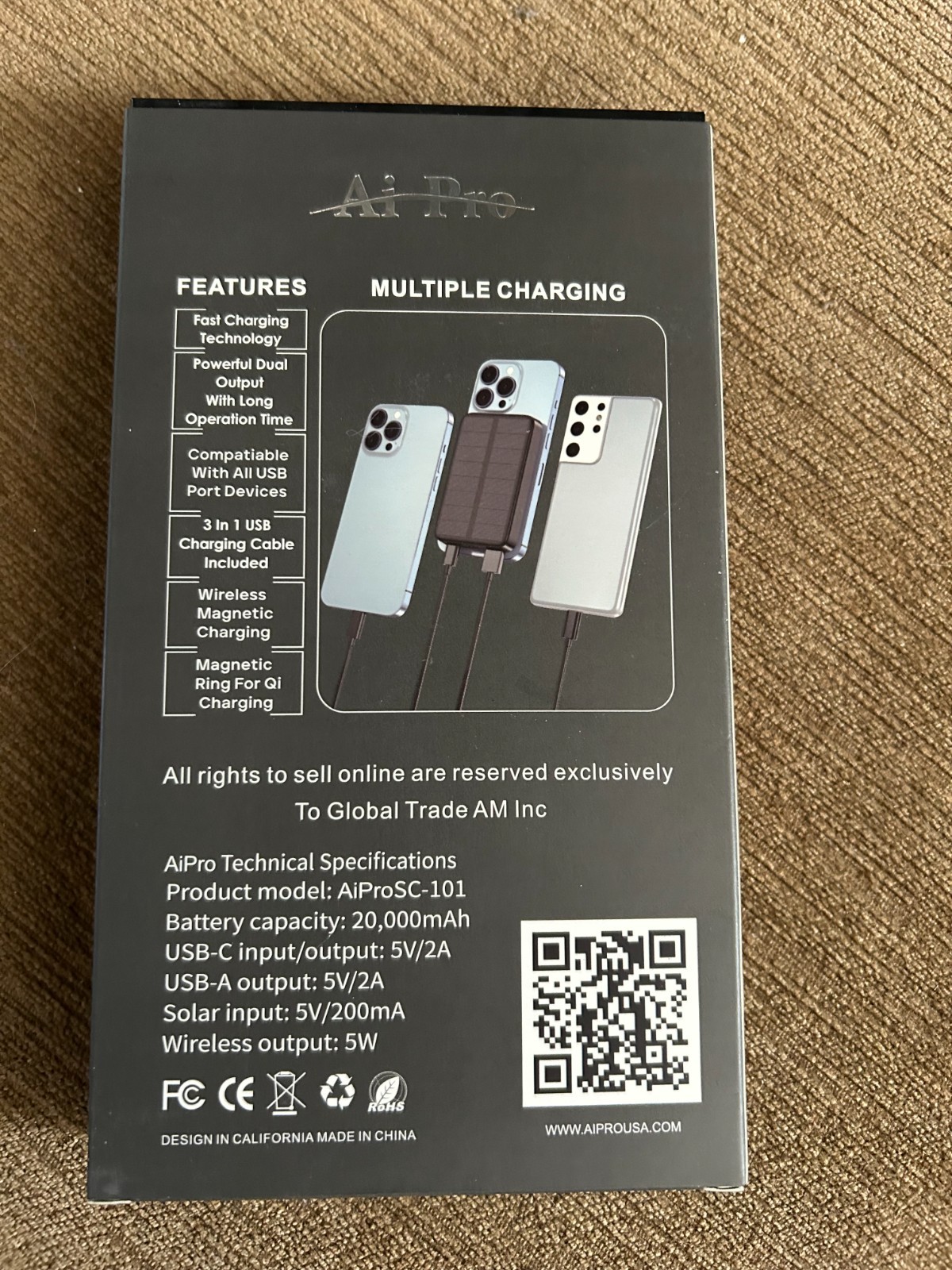 2 pair Ai Pro-100 Plus Bluetooth Headphones – Brand New and solar charger