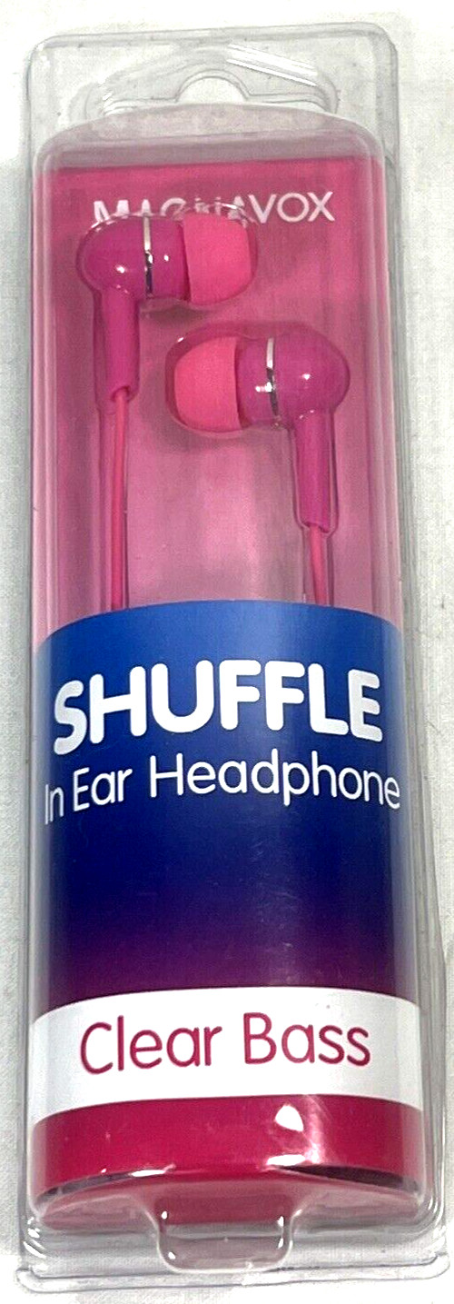 Magnavox Shuffle In Ear Headphones Clear Bass 8.6mm Pink Earbuds Mic & Remote