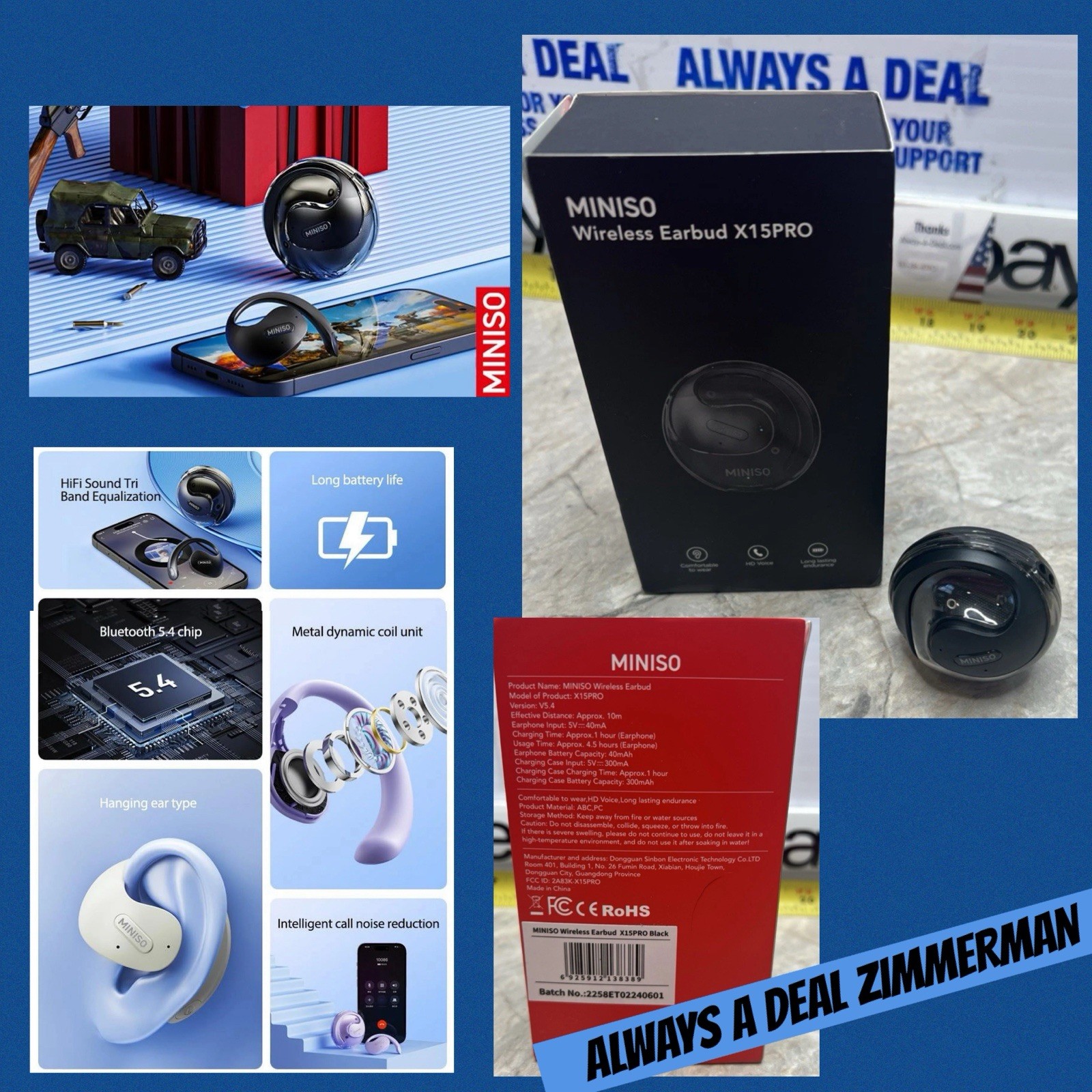 MINISO Earbuds Wireless X15PRO NEW HD VOICE LONG LASTING BLUETOOTH 5.4 HiFi ATF