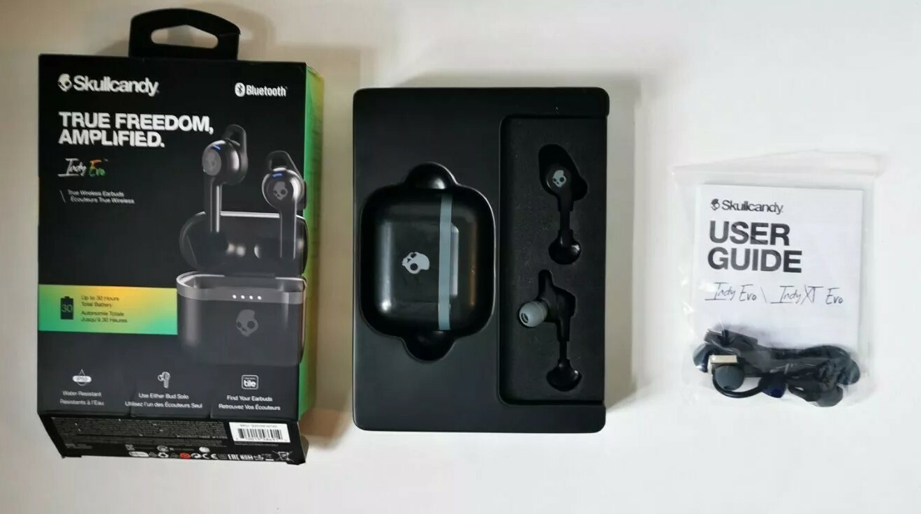 Skullcandy Indy Evo In-Ear Wireless Earbuds; Black – Rapid Charge – 30 hours