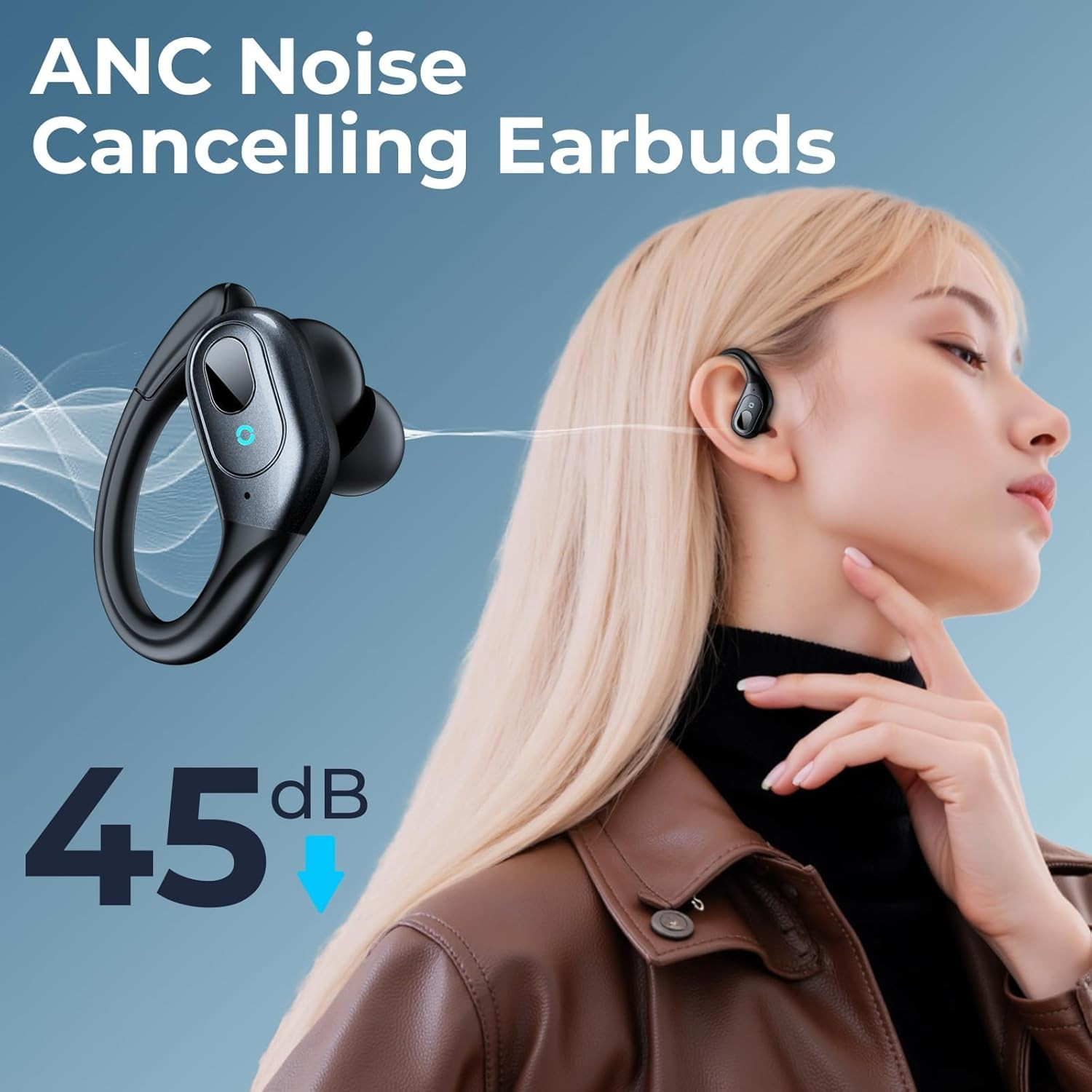 Wireless Active Noise Cancelling Earbuds, 90Hrs Playtime, IPX7 Waterproof