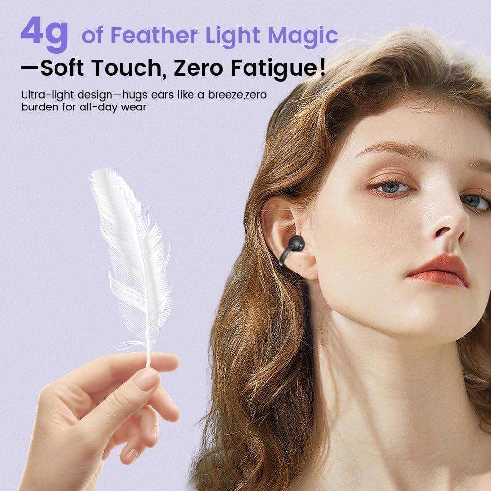 Clip on Earbuds,Open Ear Earbuds Wireless Bluetooth 5.4, Lightweight Open Ear…