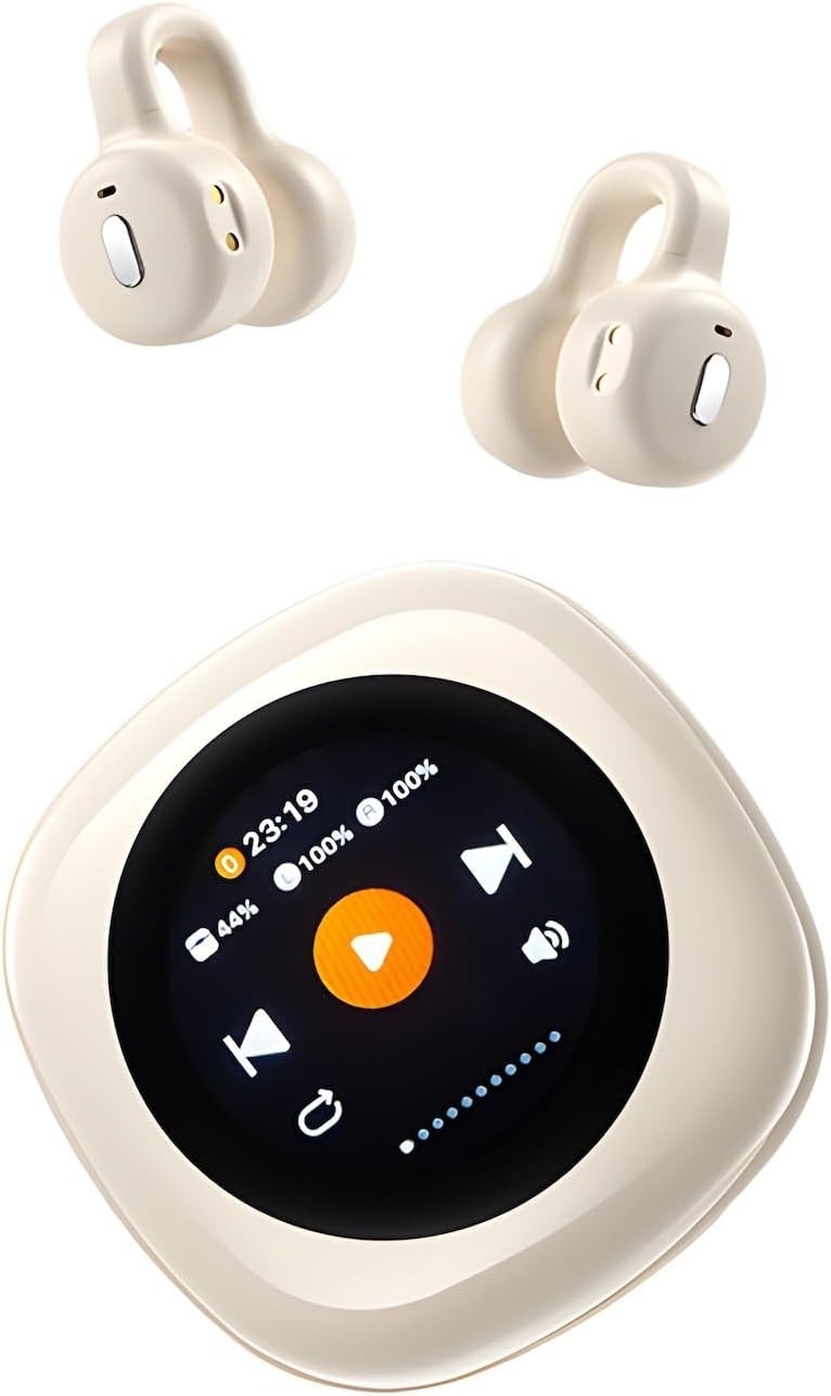 Clip-on Open Earbuds with Touch Display, 13mm Drivers, 20Hr Playtime, TF Support