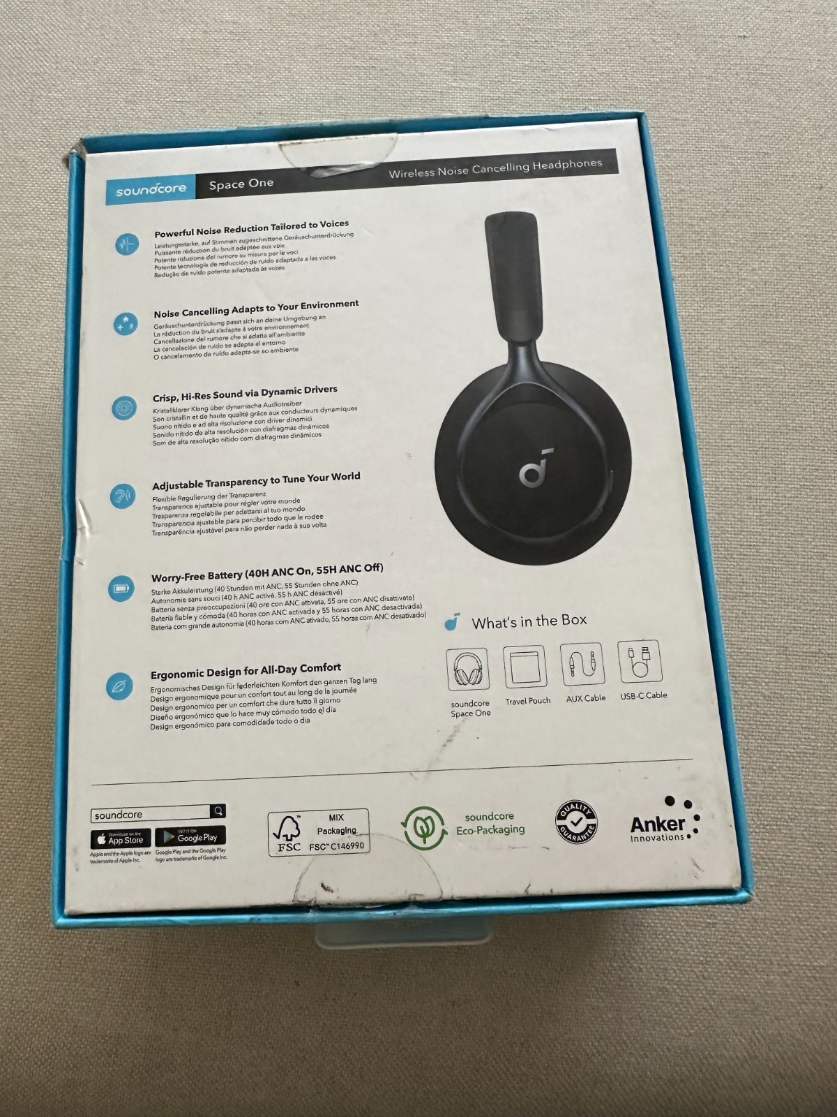 Soundcore by Anker Space One Over Ear Noise Canceling Headphones- (Broken Hinge)
